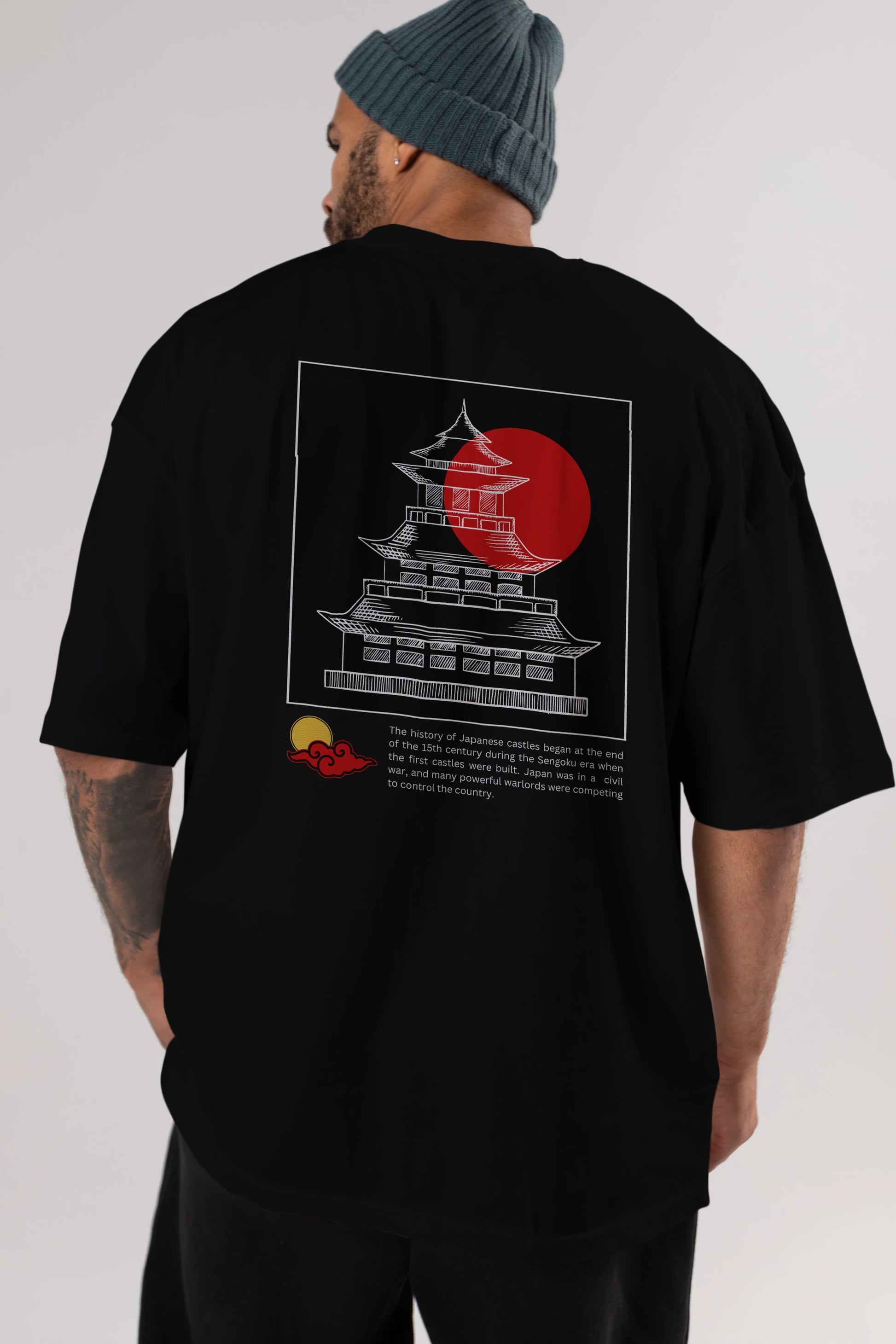 Retro Japanese Arka Baskılı Oversize t-shirt Erkek Kadın Unisex