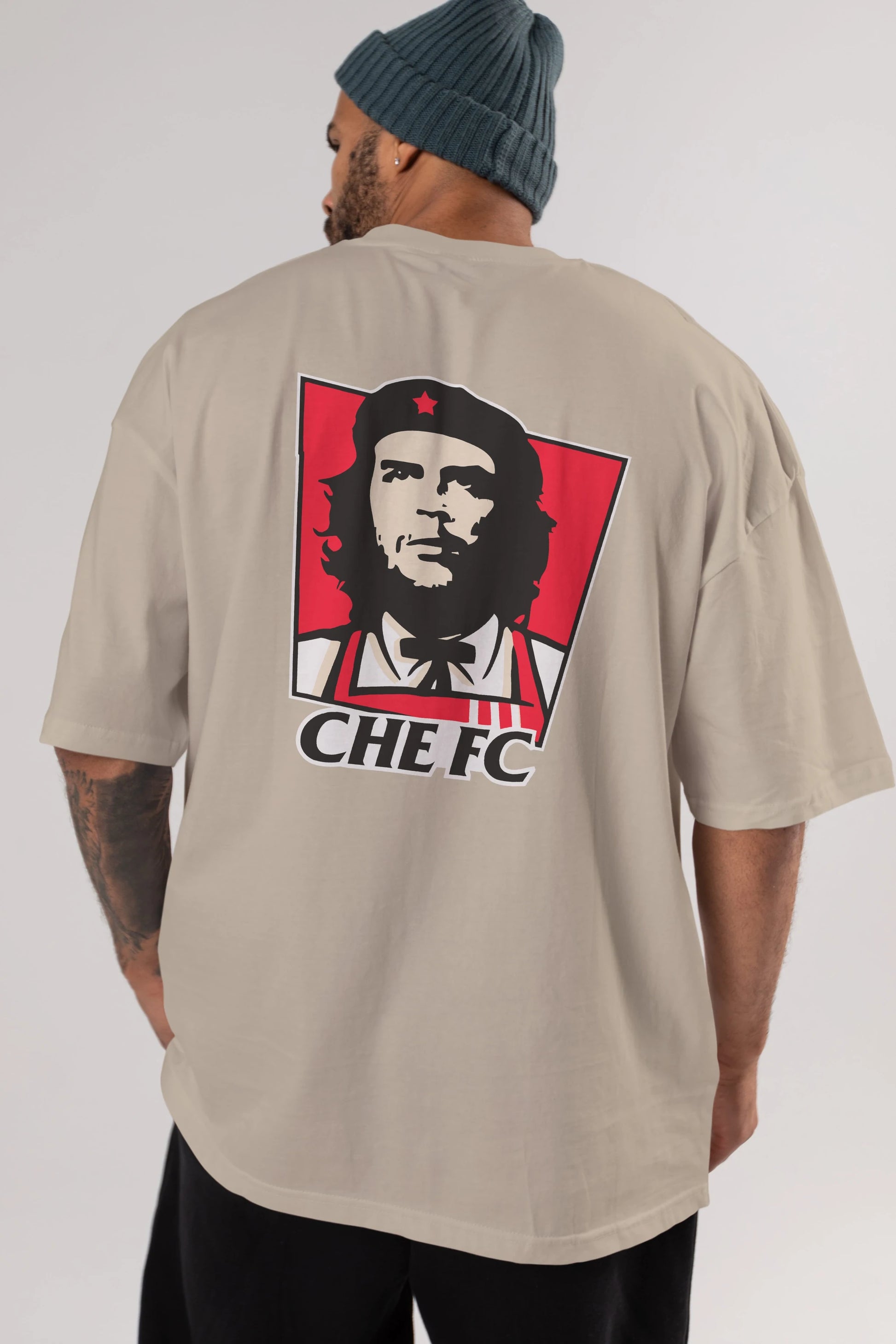 Che FC Arka Baskılı Oversize t-shirt Erkek Kadın Unisex %100 Pamuk Bisiklet Yaka tişort