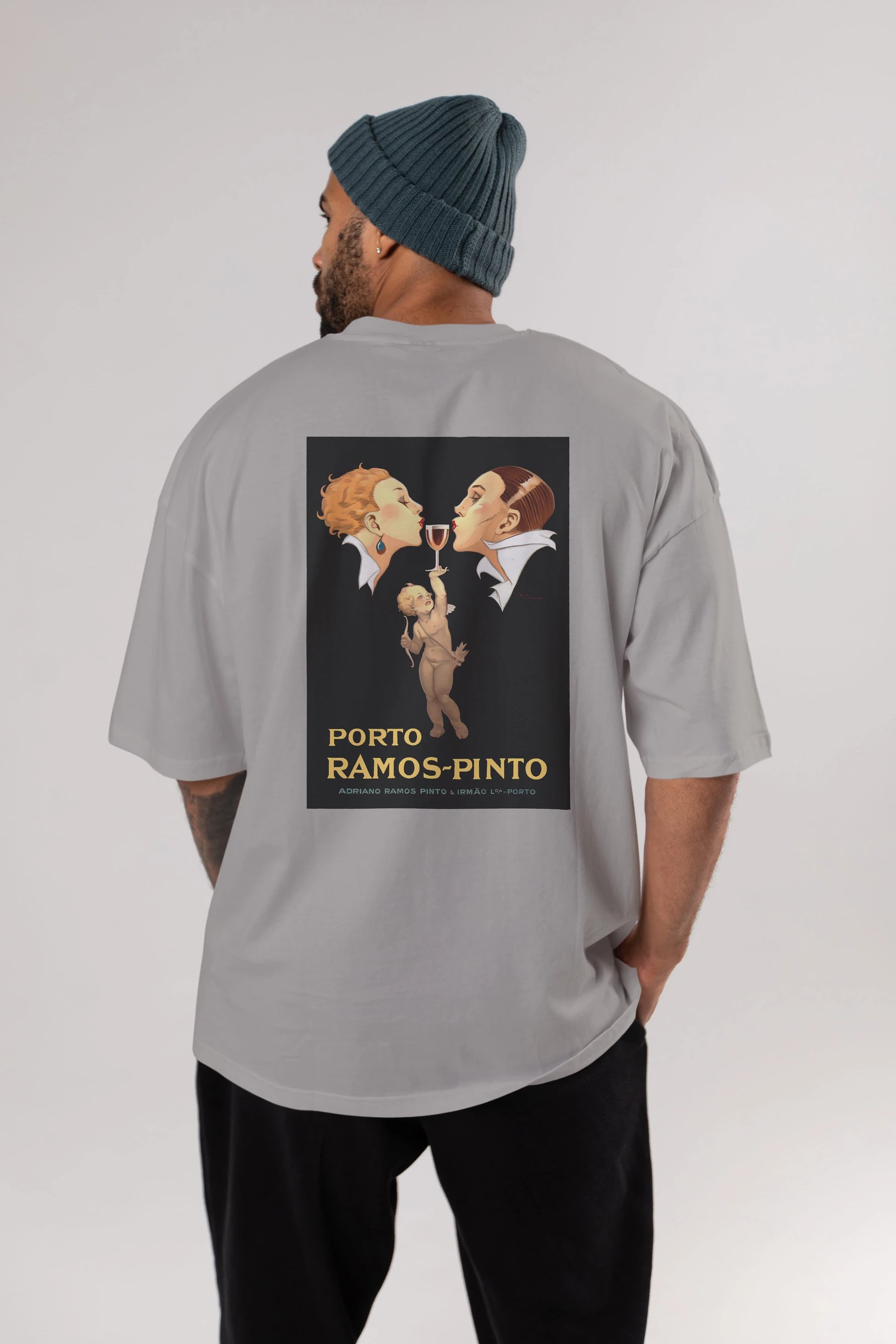 Porto Ramos Pinto Arka Baskılı Oversize t-shirt Erkek Kadın Unisex %100 Pamuk Bisiklet Yaka tişort