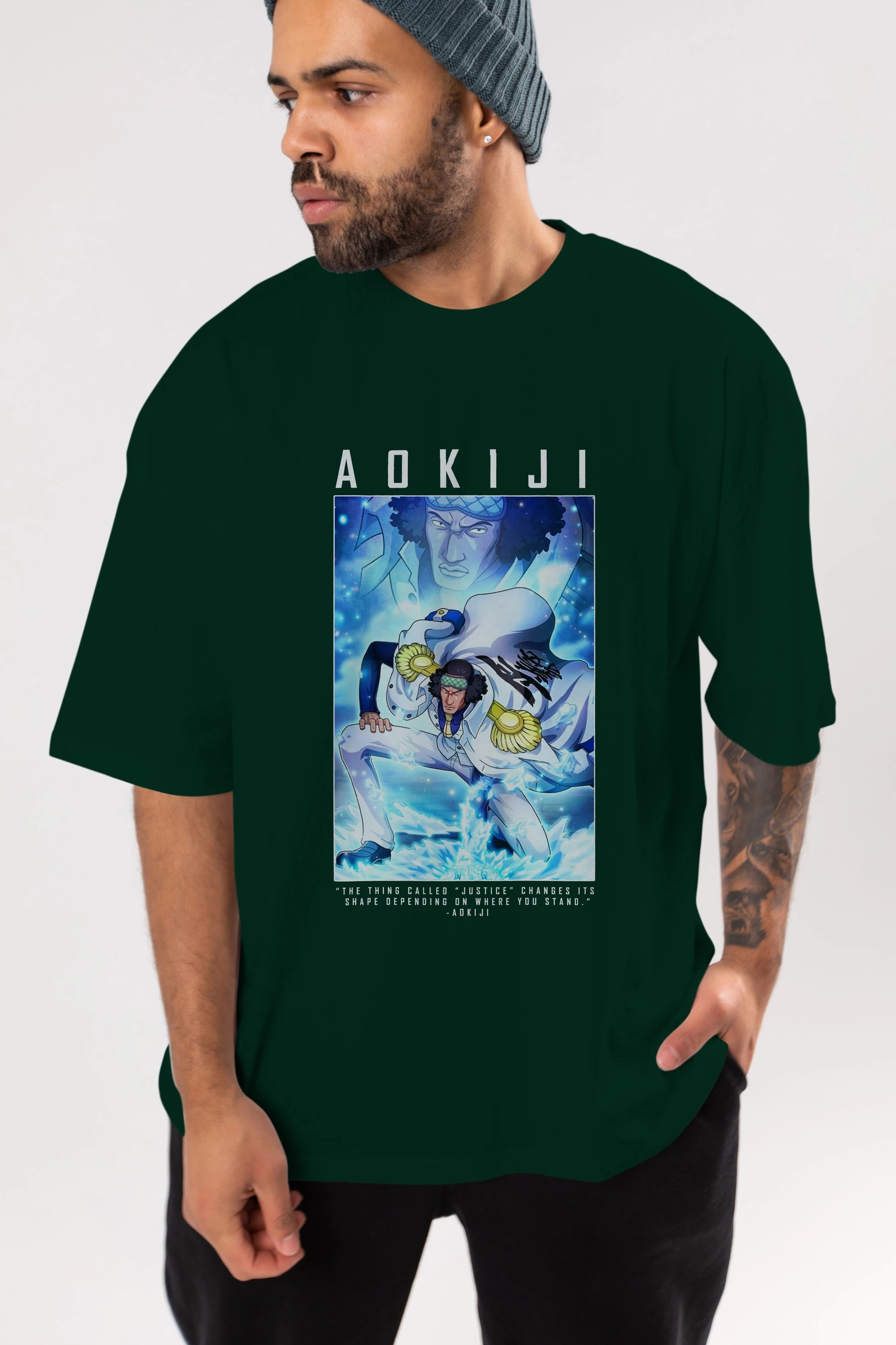 Kuzan Anime Ön Baskılı Oversize t-shirt Erkek Kadın Unisex