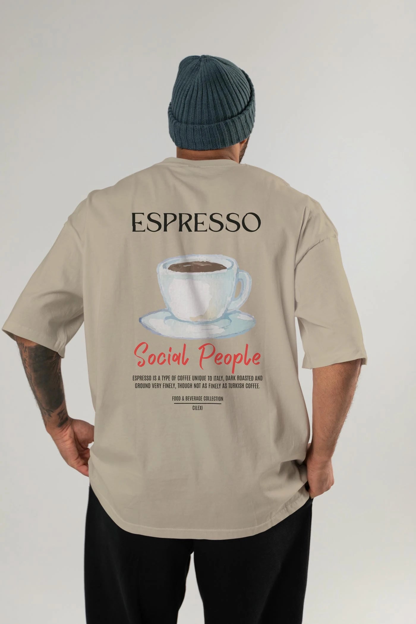 Espresso Kokteyl Serisi Baskılı Oversize t-shirt Erkek Kadın Unisex %100 Pamuk Bisiklet Yaka tişort
