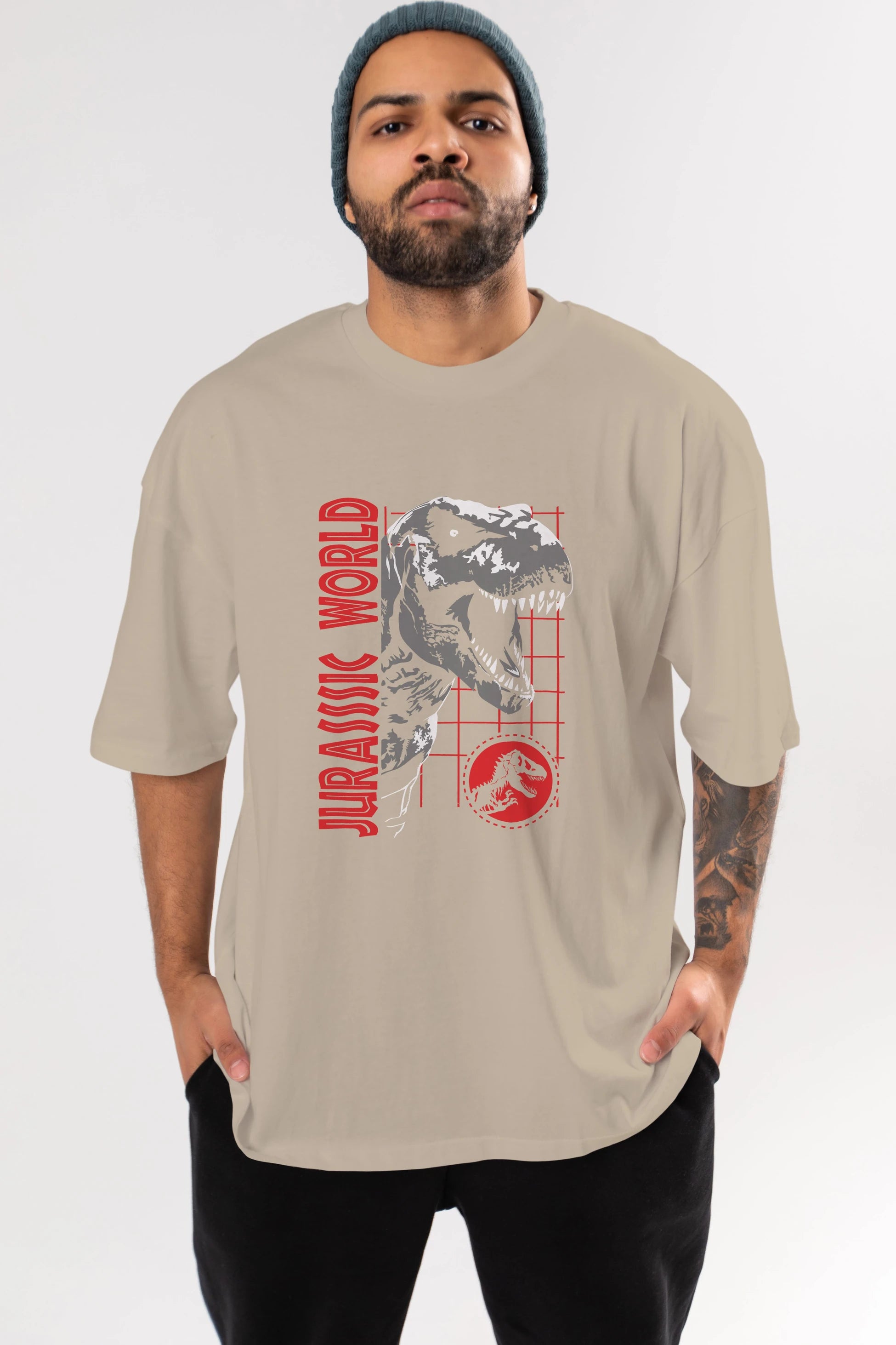 Jurassic Park (2) Ön Baskılı Oversize t-shirt Erkek Kadın Unisex %100 Pamuk Bisiklet Yaka tişort