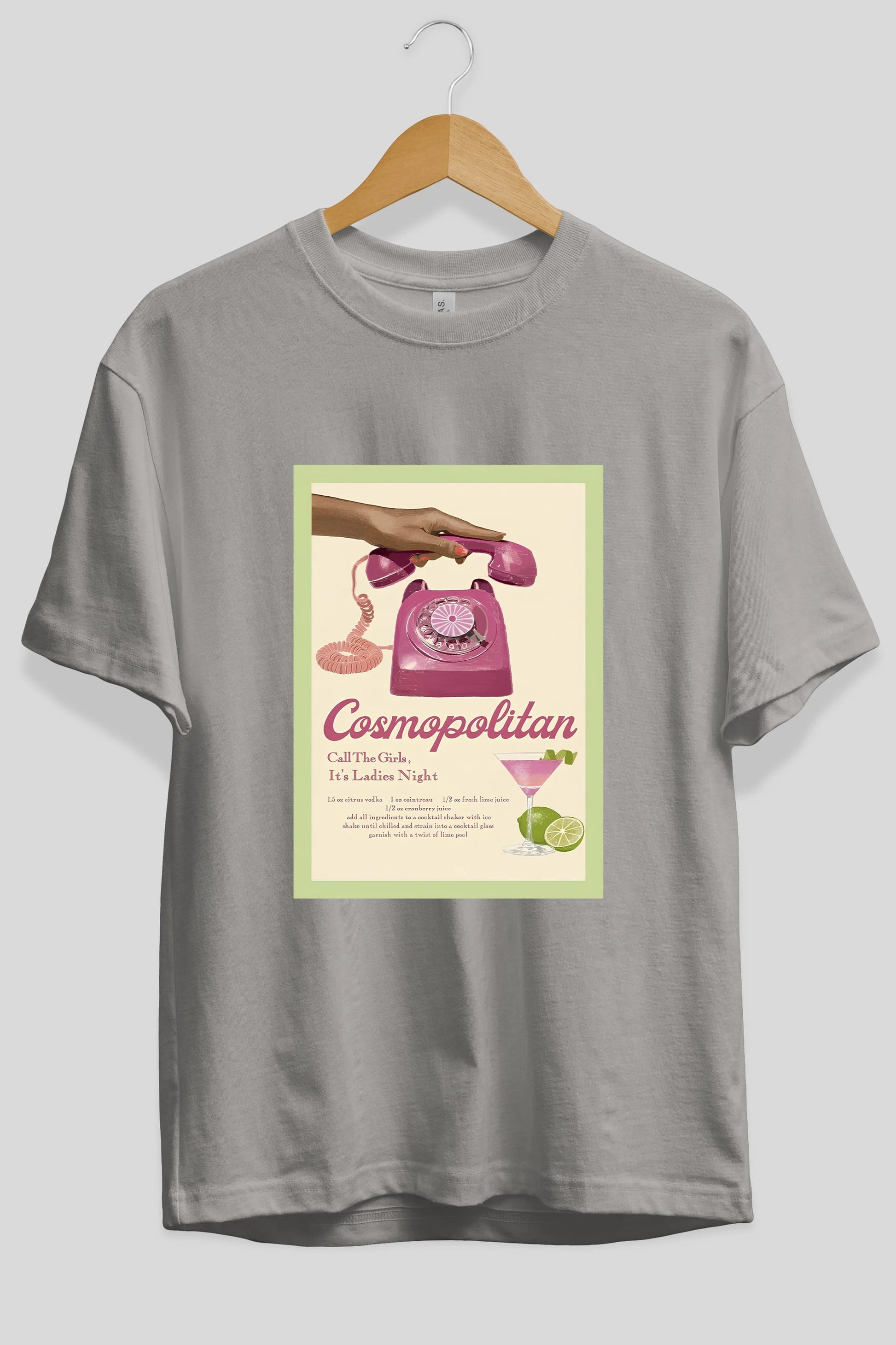 Cosmopolitan 5 Ön Baskılı Oversize t-shirt Erkek Kadın Unisex %100 Pamuk Bisiklet Yaka tişort