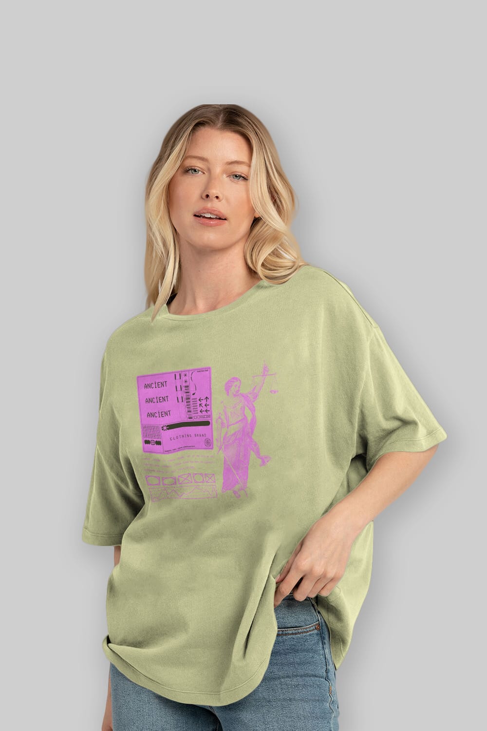 Ancient Streetwear Ön Baskılı Oversize t-shirt Erkek Kadın Unisex