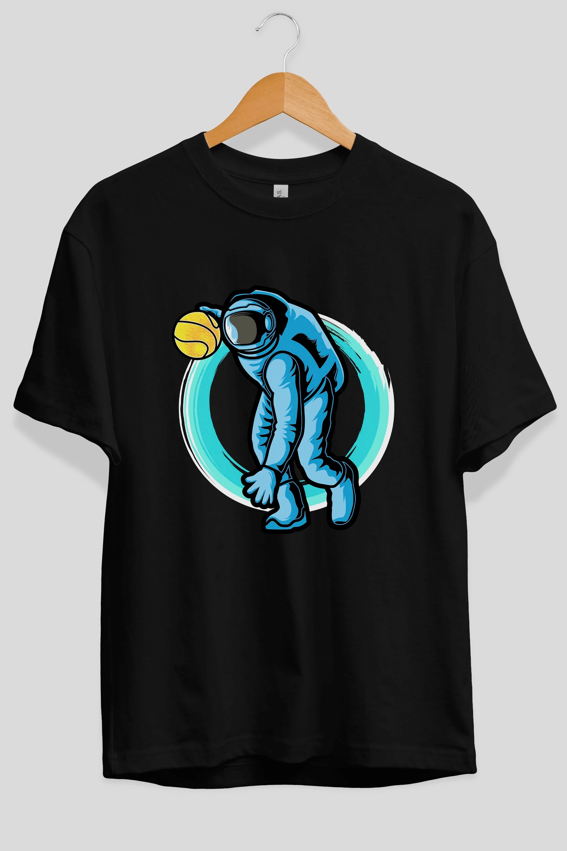 Astronaut Dribble Ön Baskılı Oversize t-shirt Erkek Kadın Unisex