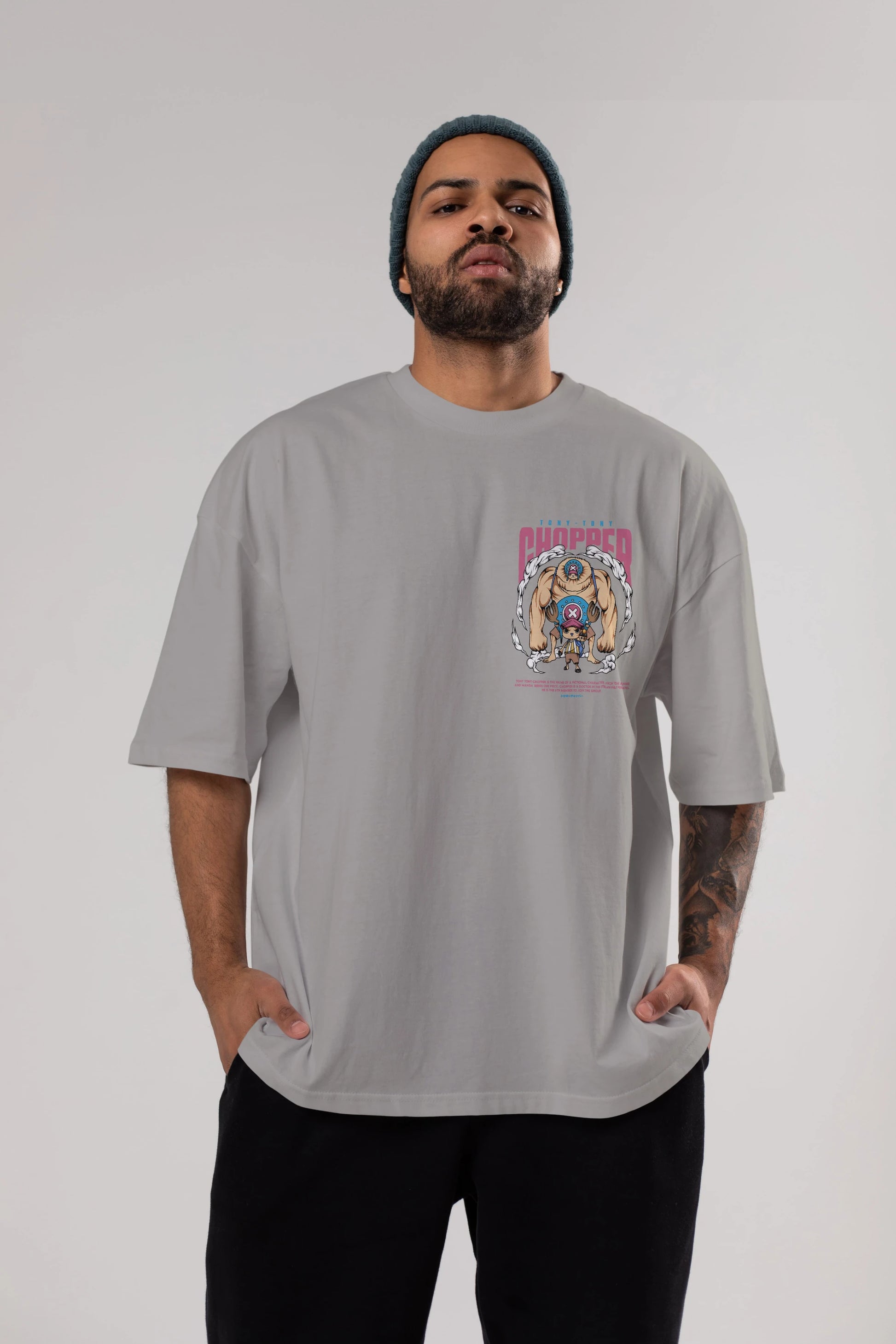 Tony Tony Chopper Ön Sol Baskılı Oversize t-shirt Erkek Kadın Unisex %100 Pamuk Bisiklet Yaka tişort