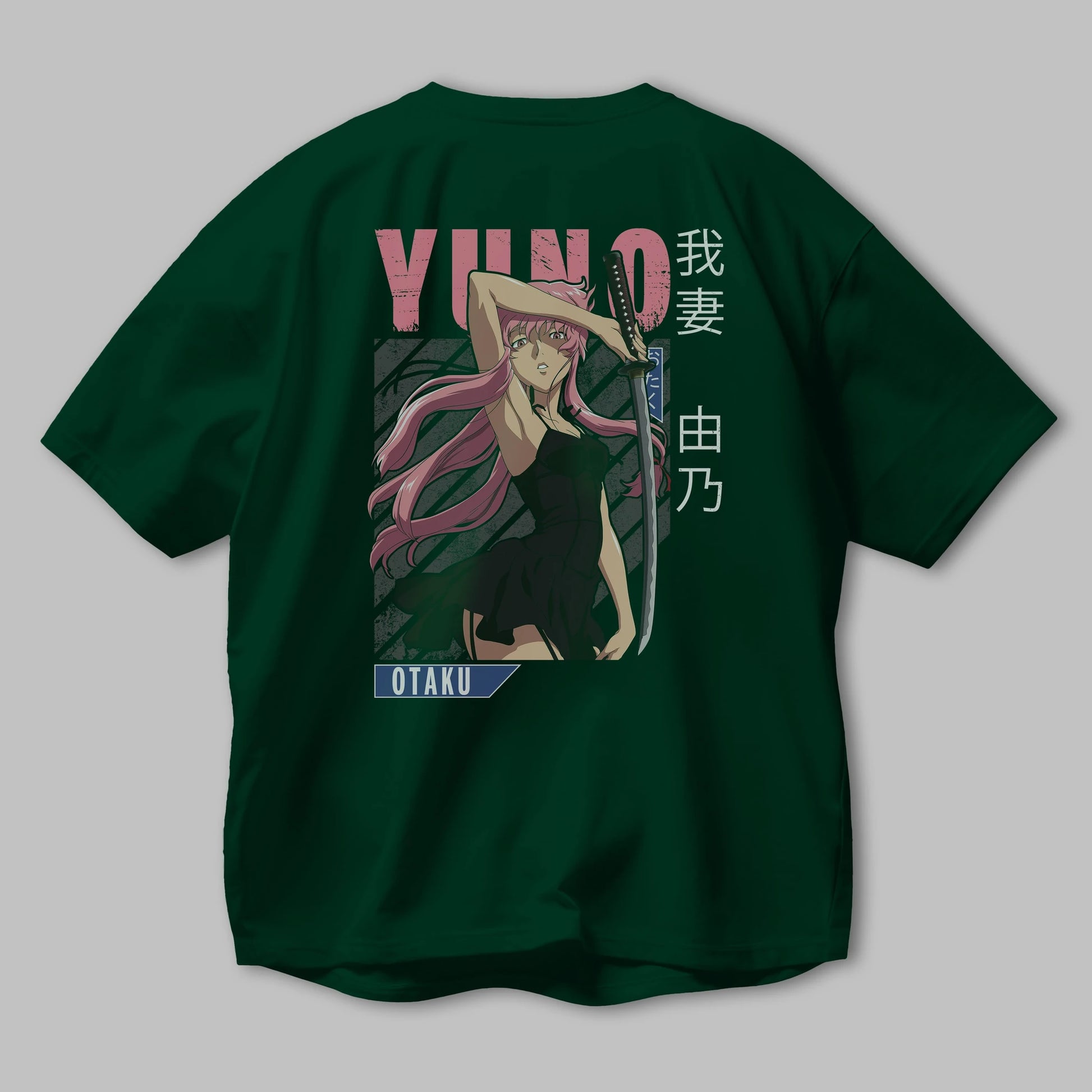 Yuno Gasai 5 Anime Arka Baskılı Oversize t-shirt Erkek Kadın Unisex