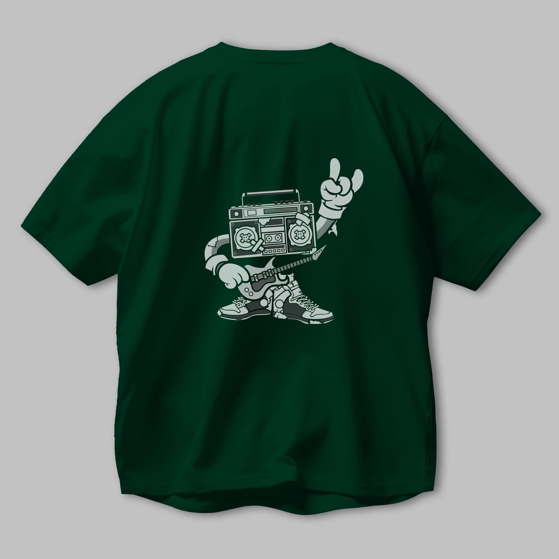 Boombox Rockstar Arka Baskılı Oversize t-shirt Erkek Kadın Unisex %100 Pamuk tişort