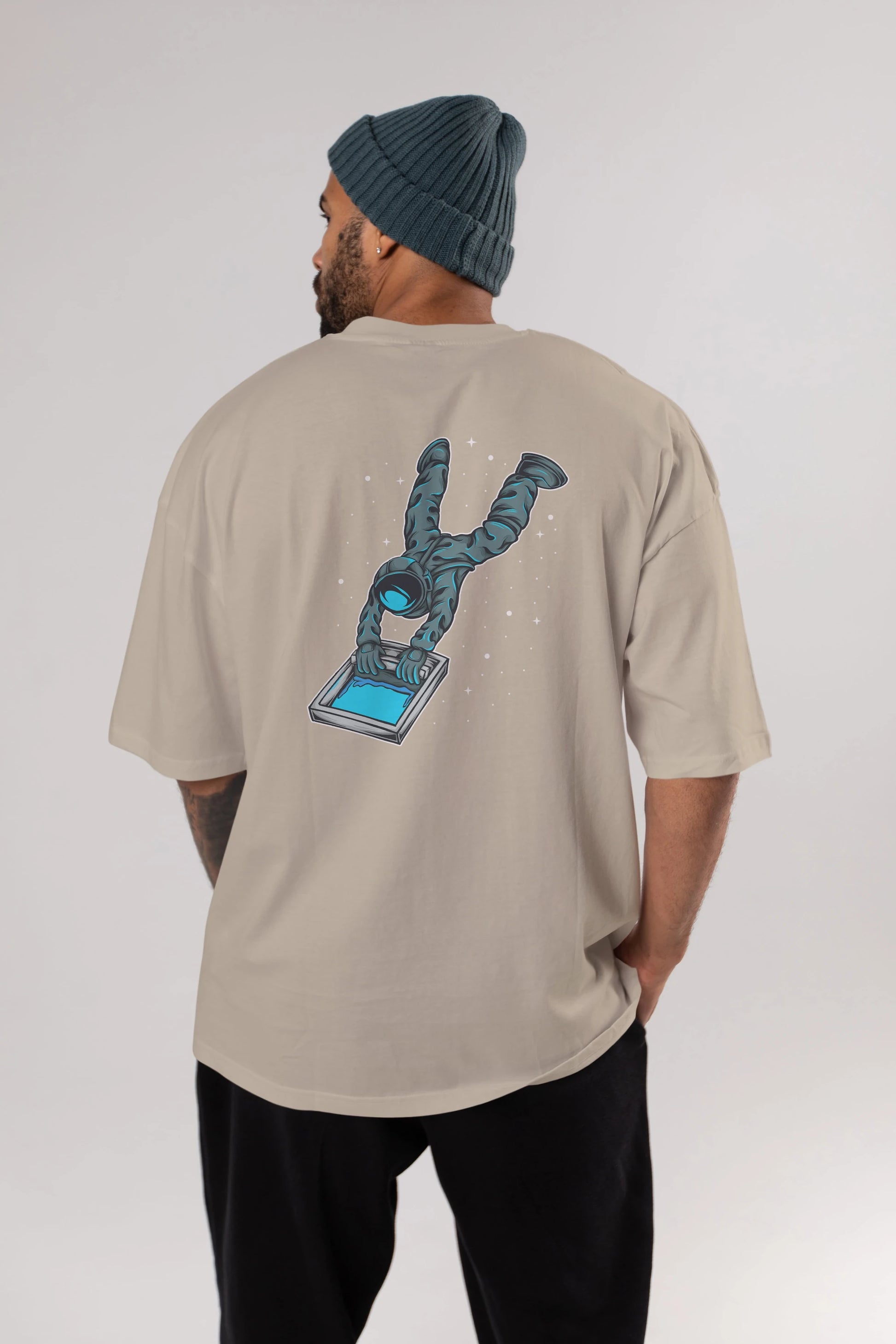 Astroscreen Arka Baskılı Oversize t-shirt Erkek Kadın Unisex
