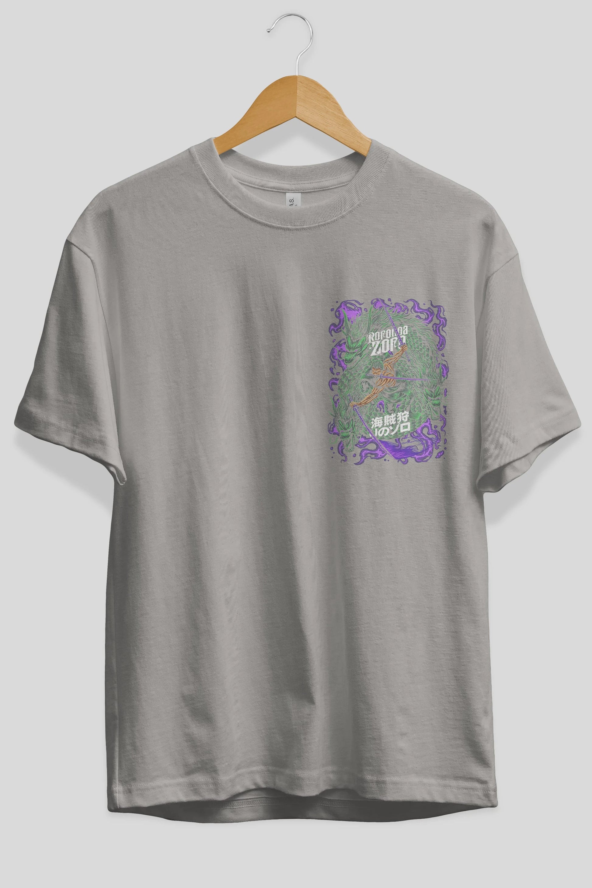 RORONOA ZORO 5 Ön Sol Baskılı Oversize t-shirt Erkek Kadın Unisex %100 Pamuk Bisiklet Yaka tişort
