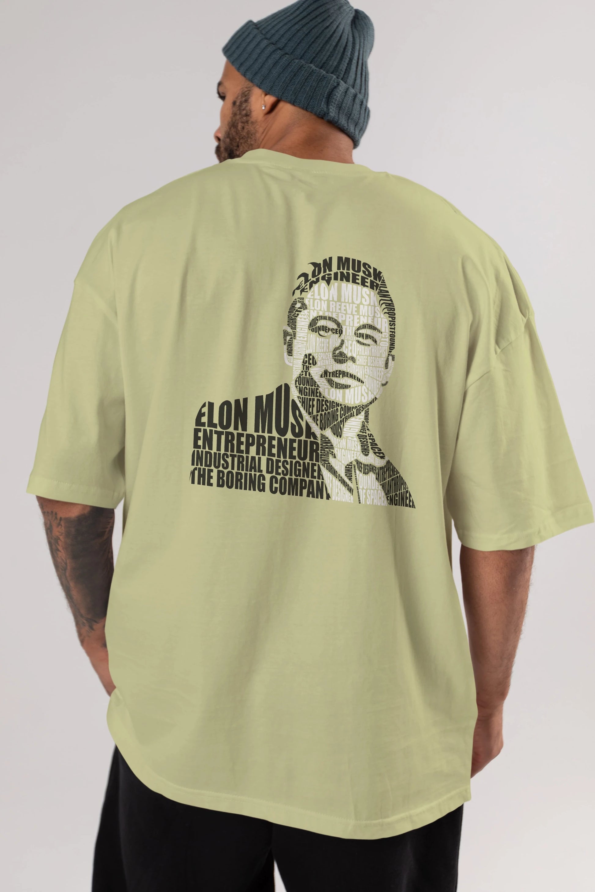 Elon Musk Calligram Arka Baskılı Oversize t-shirt %100 pamuk Erkek Kadın Unisex