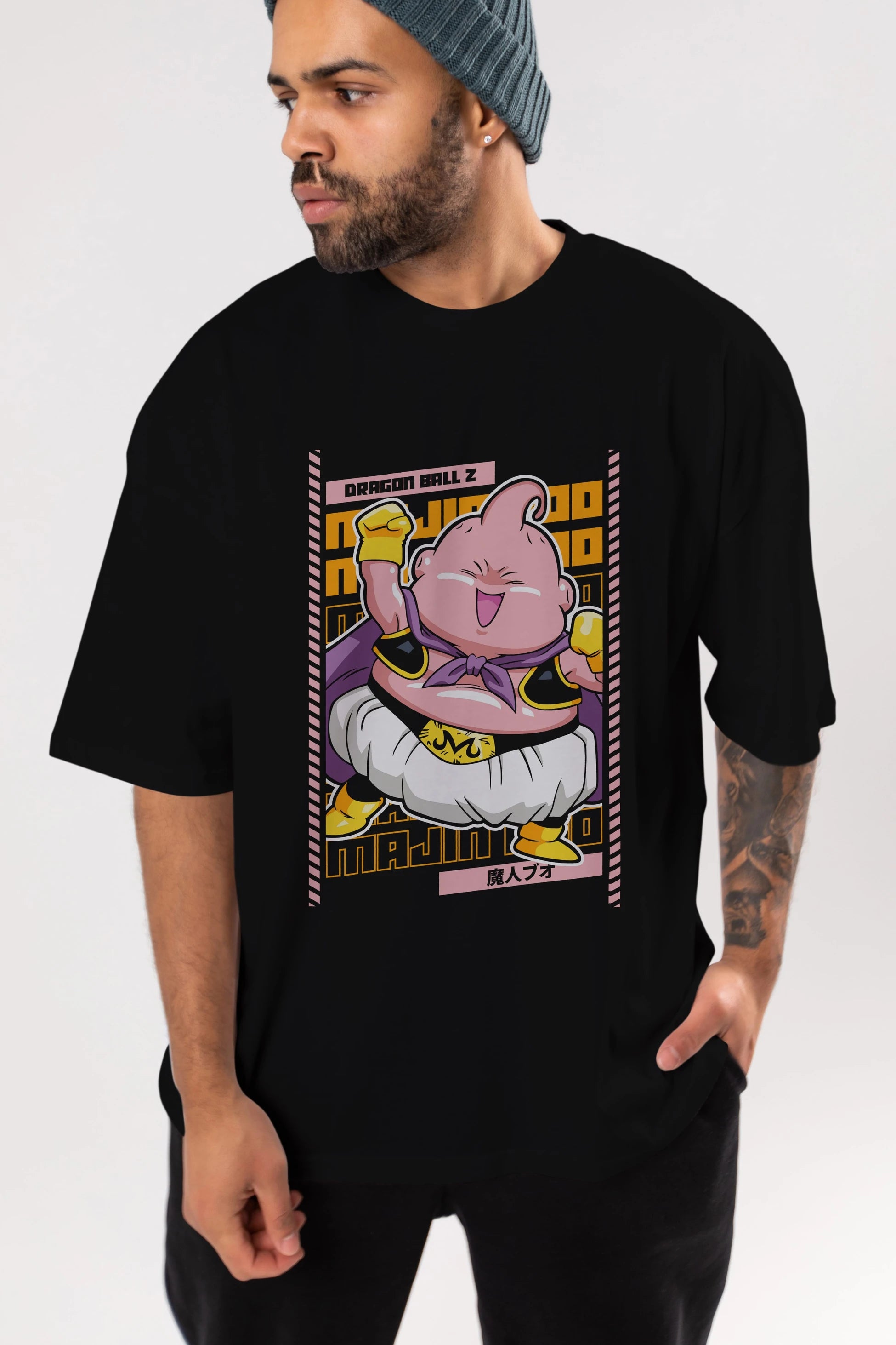 MAJIN BOO1 Anime Ön Baskılı Oversize t-shirt %100 pamuk Erkek Kadın Unisex