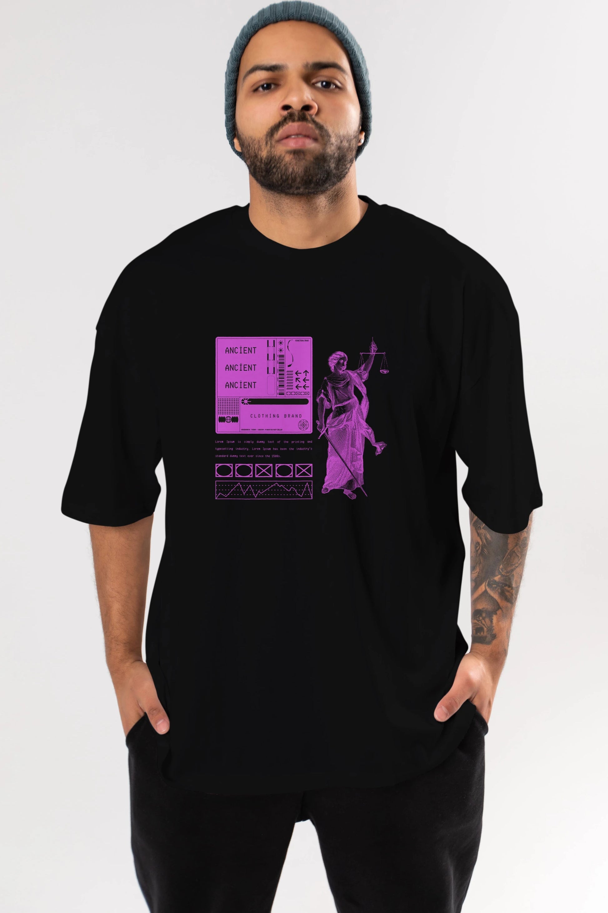 Ancient Streetwear Ön Baskılı Oversize t-shirt Erkek Kadın Unisex