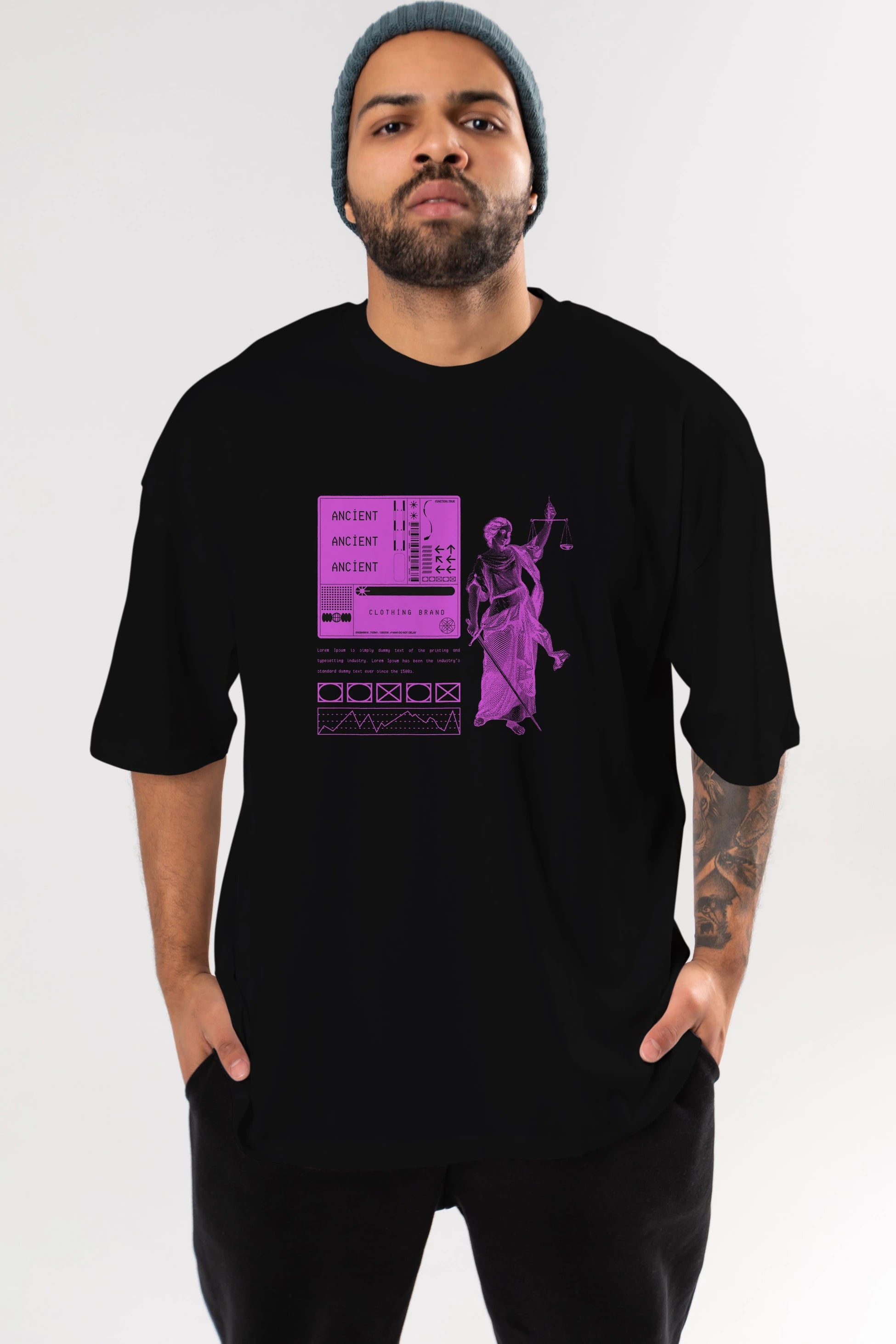 Ancient Streetwear Ön Baskılı Oversize t-shirt Erkek Kadın Unisex