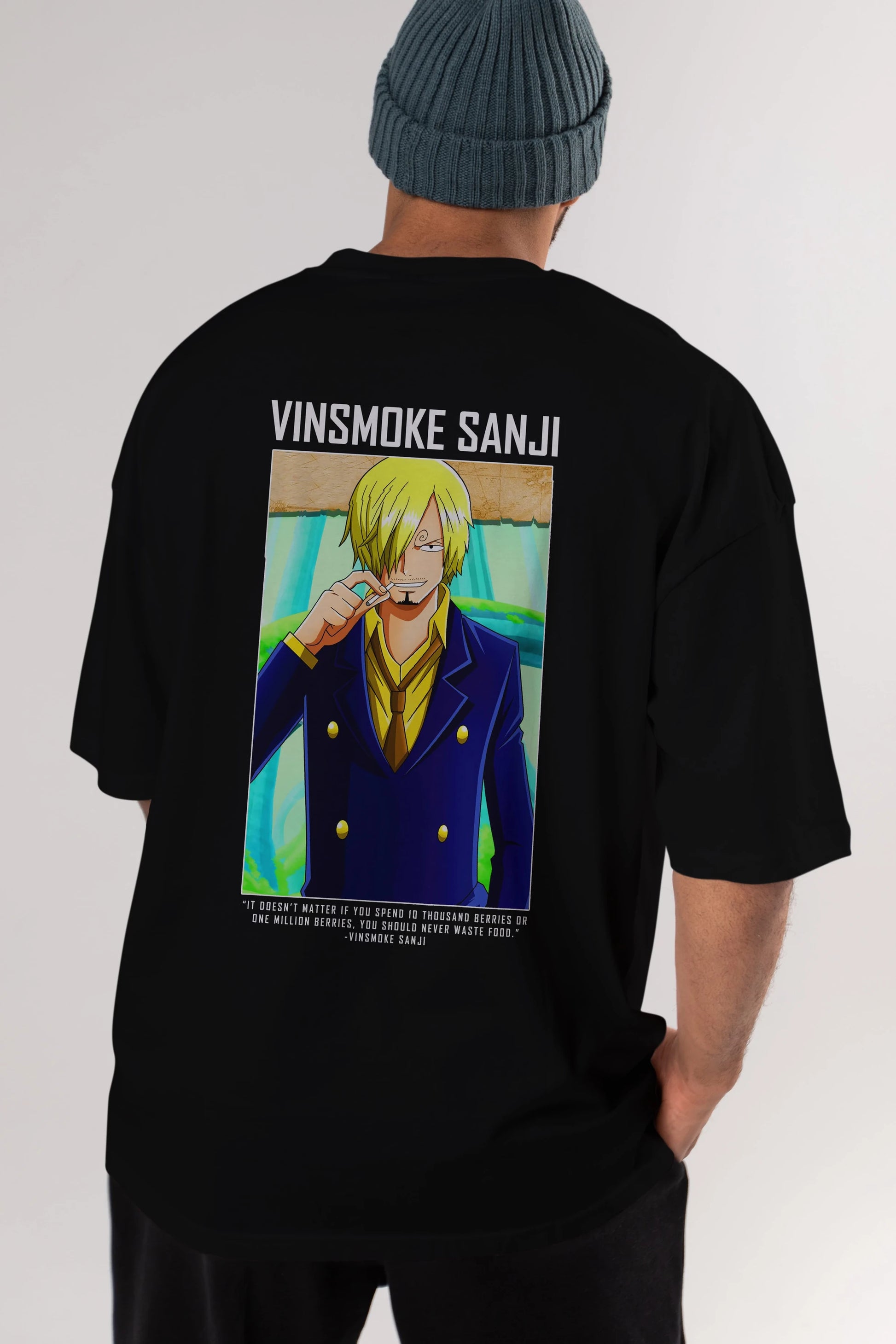 Sanji 2 Anime Arka Baskılı Oversize t-shirt Erkek Kadın Unisex %100 pamuk tişort