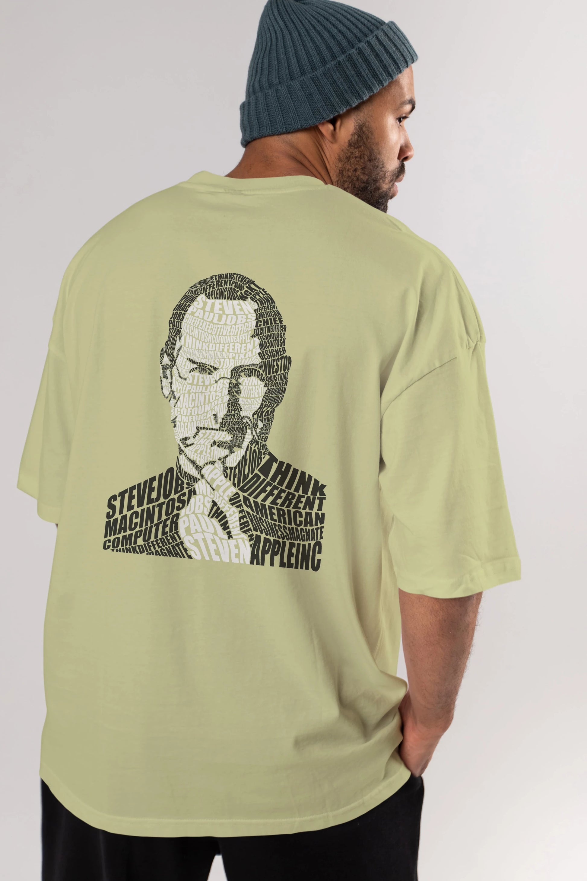 Steve Jobs Calligram Arka Baskılı Oversize t-shirt %100 pamuk Erkek Kadın Unisex