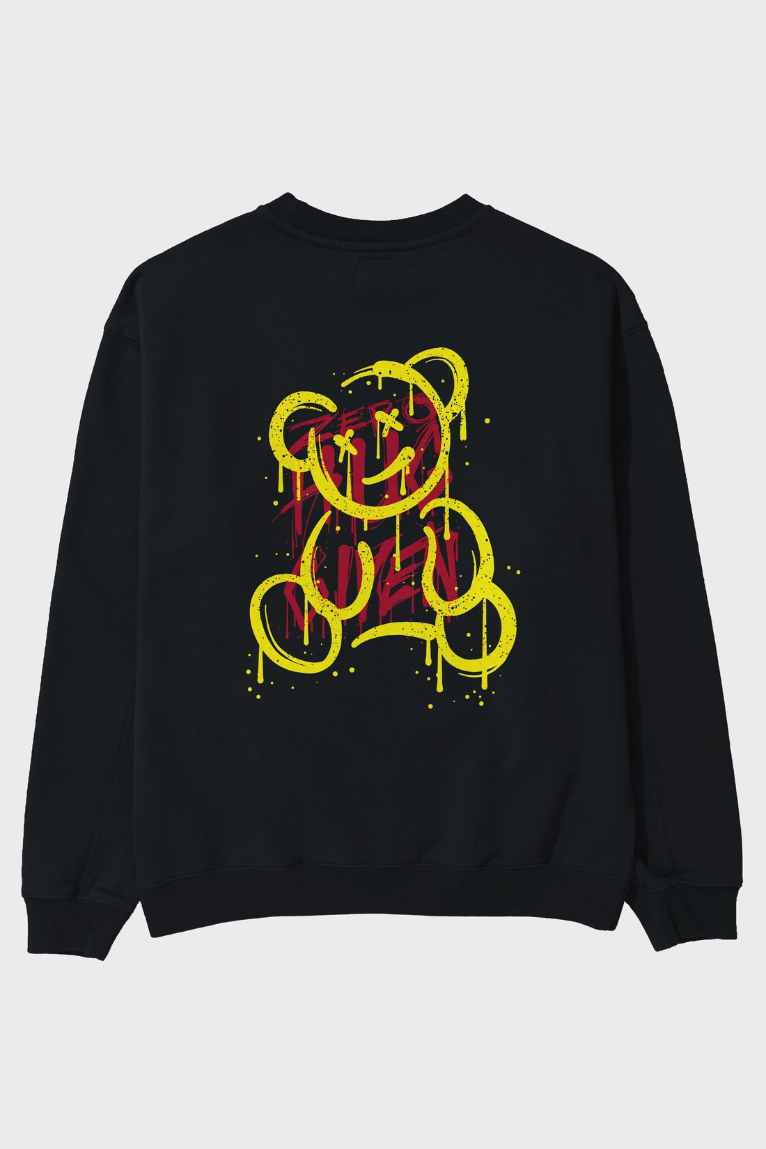 Zero Hug Bear Arka Baskılı Oversize Sweatshirt Erkek Kadın Unisex