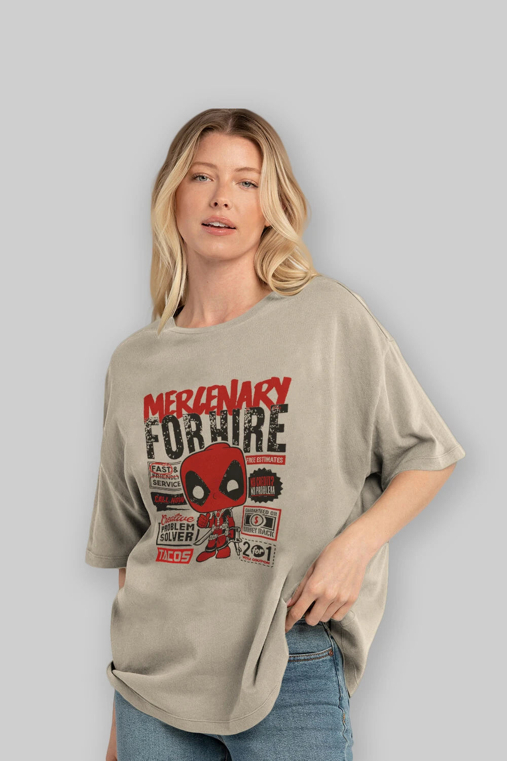 Deadpool (18) Ön Baskılı Oversize t-shirt Erkek Kadın Unisex %100 Pamuk Bisiklet Yaka tişort