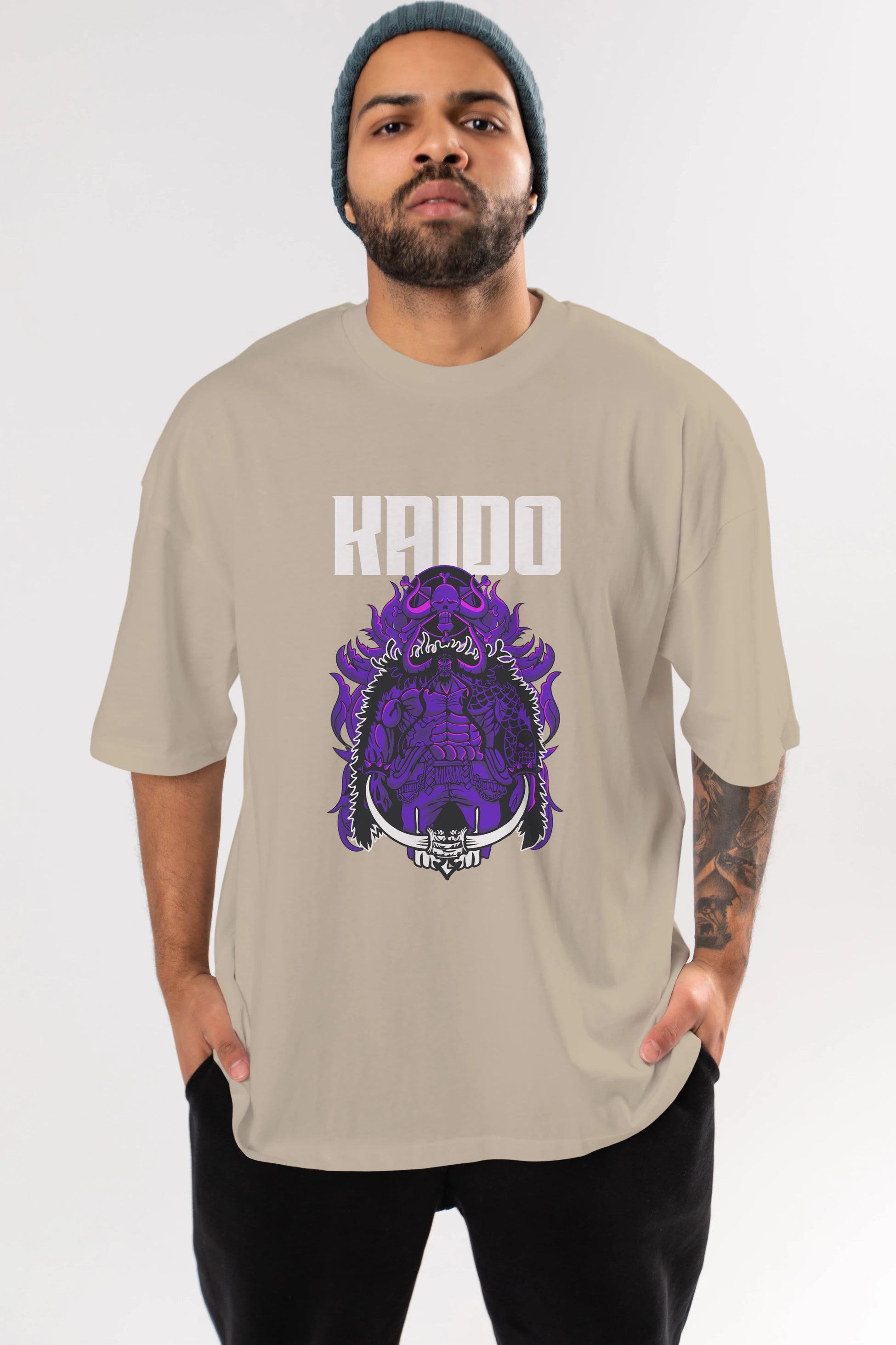 Kaido Anime Ön Baskılı Oversize t-shirt Erkek Kadın Unisex