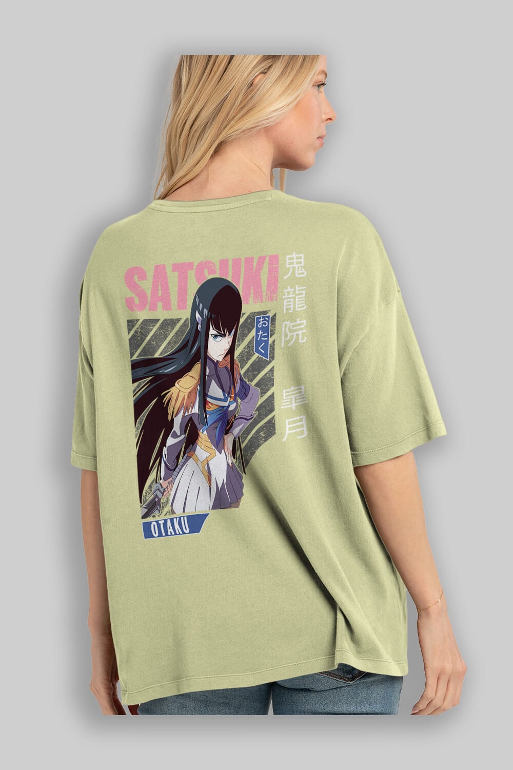 Satsuki Kiryuuin 8 Anime Arka Baskılı Oversize t-shirt Erkek Kadın Unisex