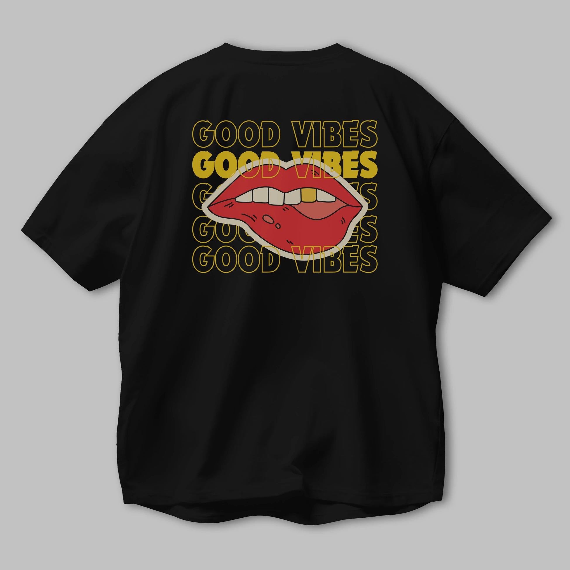 Good Vibes Yazılı 2 Arka Baskılı Oversize t-shirt Erkek Kadın Unisex