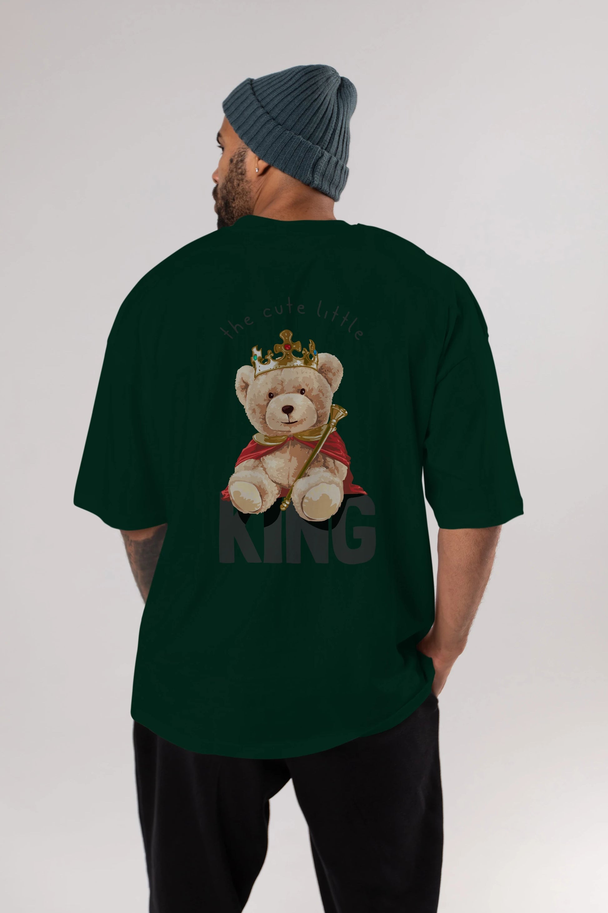 Teddy Bear King Arka Baskılı Oversize t-shirt Erkek Kadın Unisex %100 Pamuk
