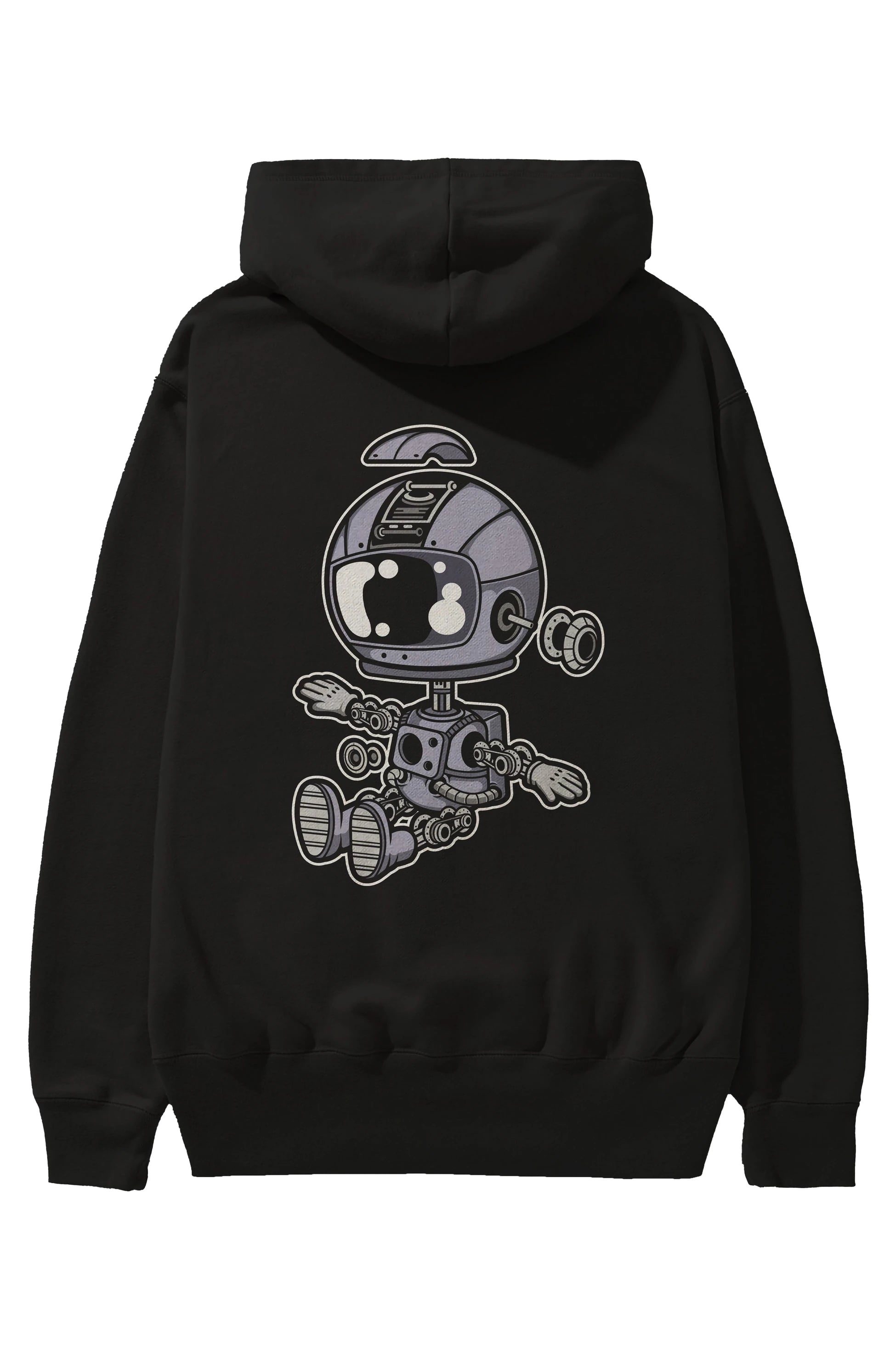 Astronaut Robot Arka Baskılı Hoodie Oversize Kapüşonlu Sweatshirt Erkek Kadın Unisex