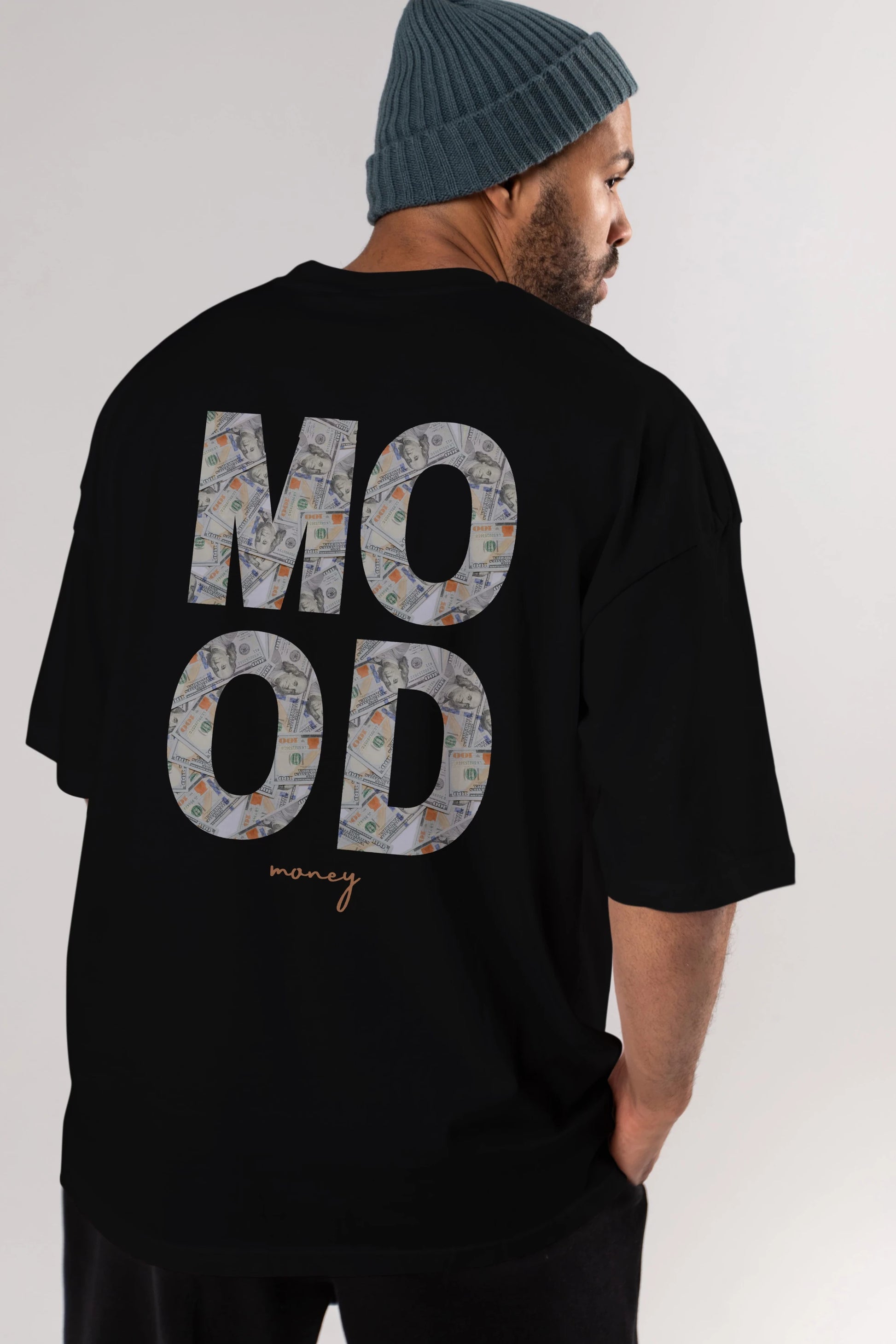 Mood Money Yazılı Arka Baskılı Oversize t-shirt Erkek Kadın Unisex