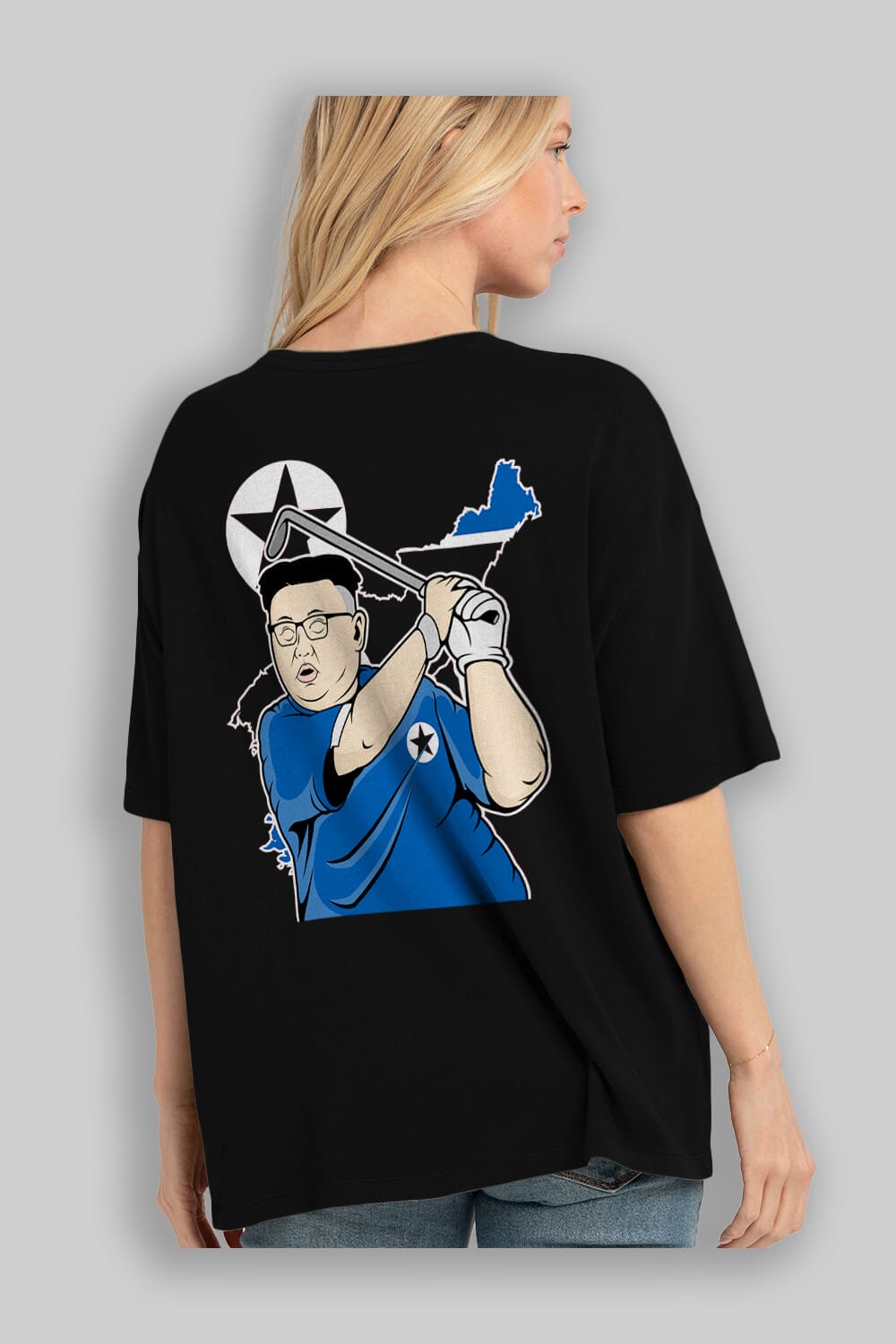 Kim Golf Arka Baskılı Oversize t-shirt Erkek Kadın Unisex %100 Pamuk tişort