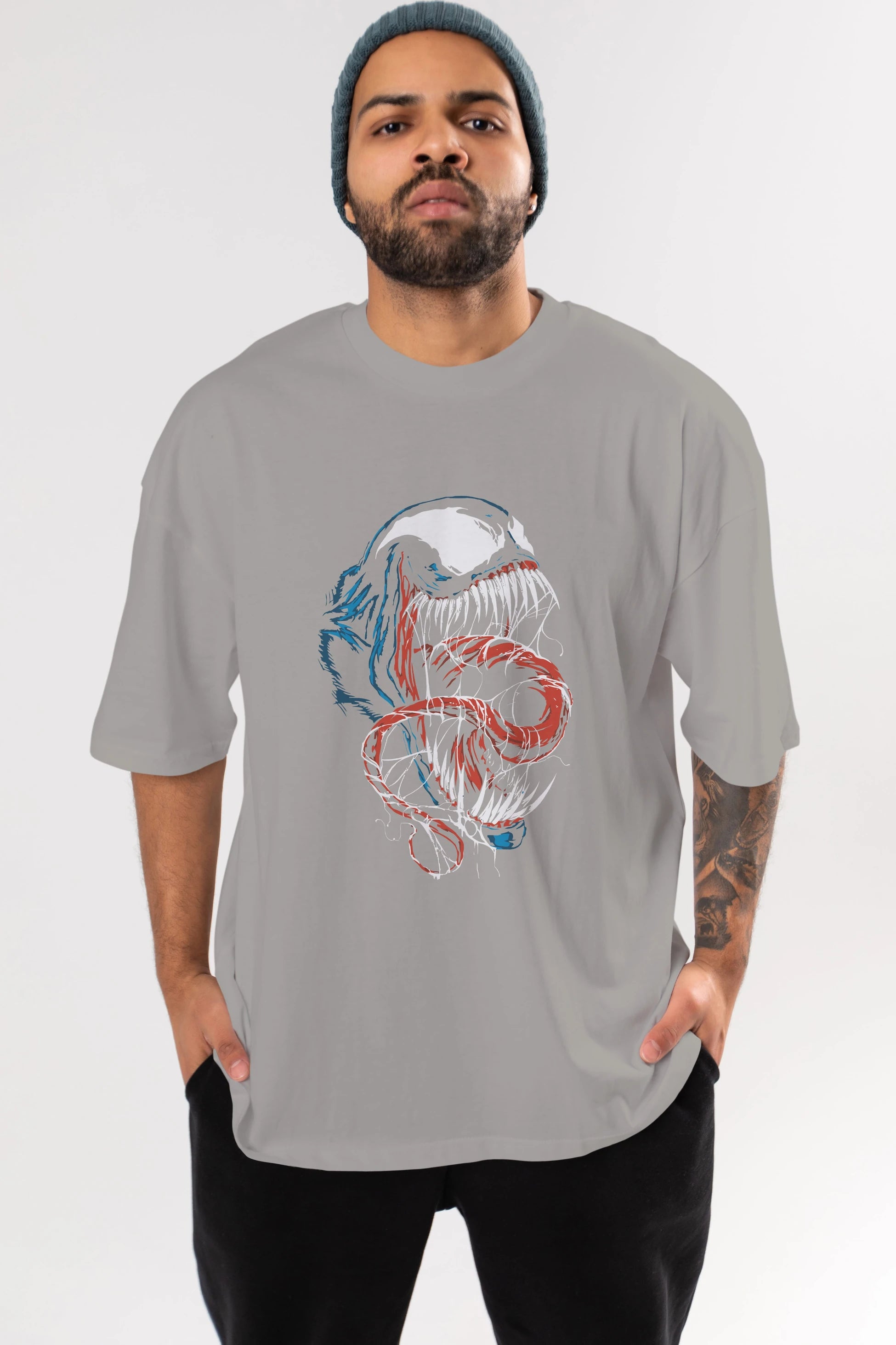 Venom (10) Ön Baskılı Oversize t-shirt Erkek Kadın Unisex %100 Pamuk Bisiklet Yaka tişort