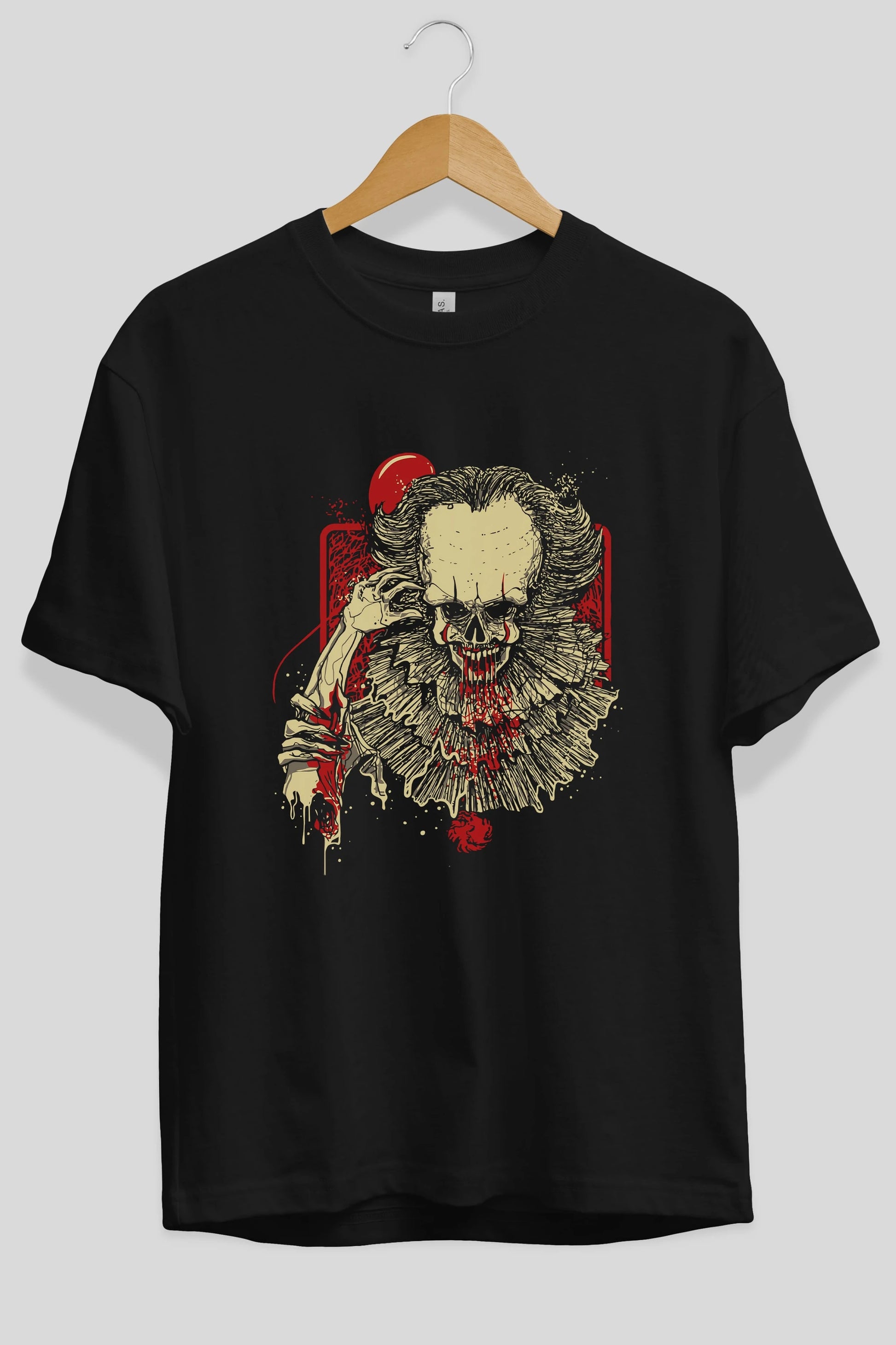 it (2) Ön Baskılı Oversize t-shirt Erkek Kadın Unisex %100 Pamuk Bisiklet Yaka tişort