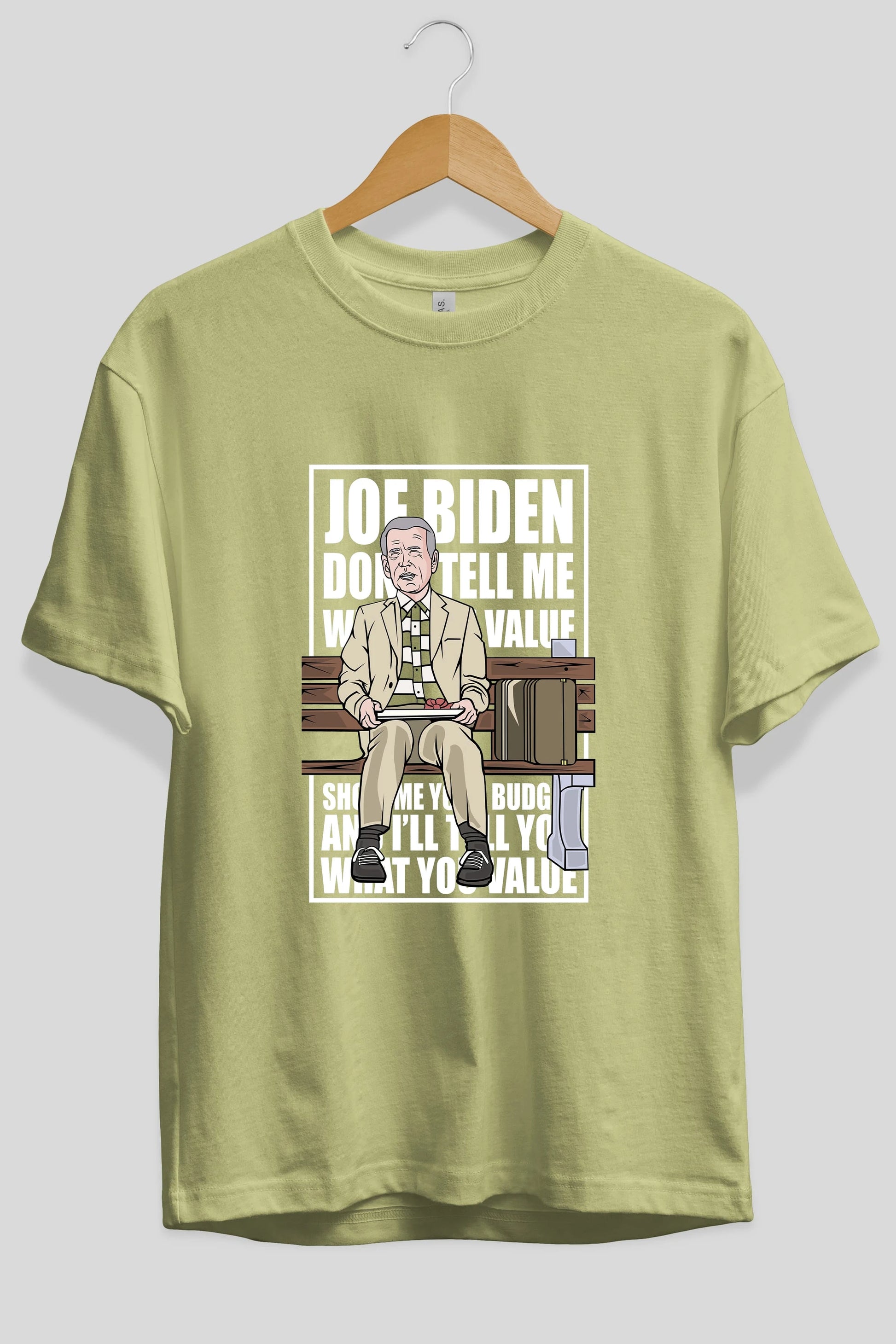 Joe Biden Forest Gump Ön Baskılı Oversize t-shirt Erkek Kadın Unisex %100 Pamuk tişort