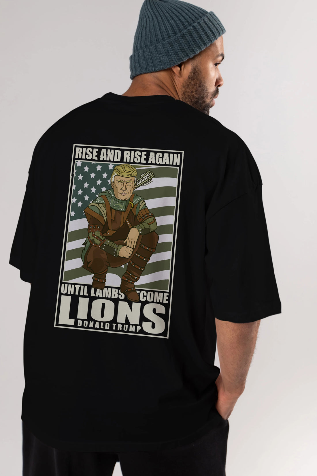 Robin Hood Trump Arka Baskılı Oversize t-shirt Erkek Kadın Unisex %100 Pamuk tişort