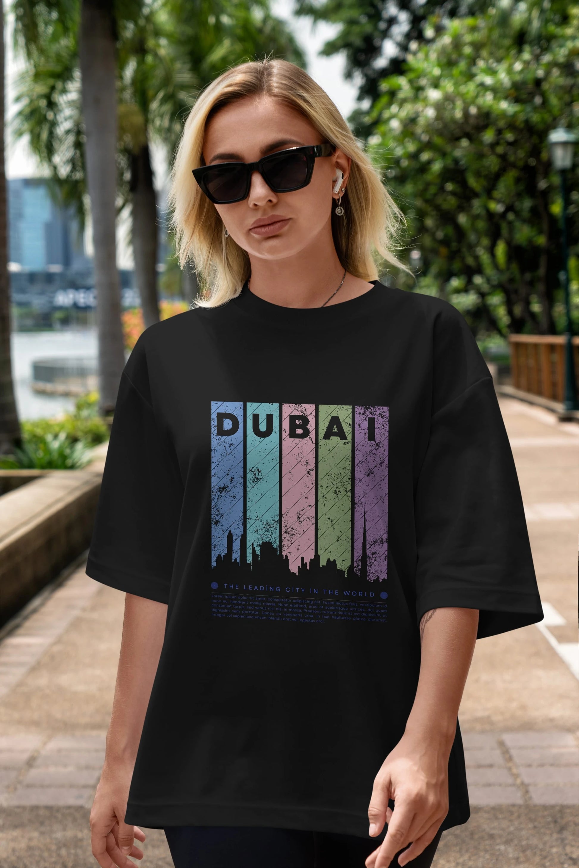 Dubai Yazılı Ön Baskılı Oversize t-shirt Erkek Kadın Unisex