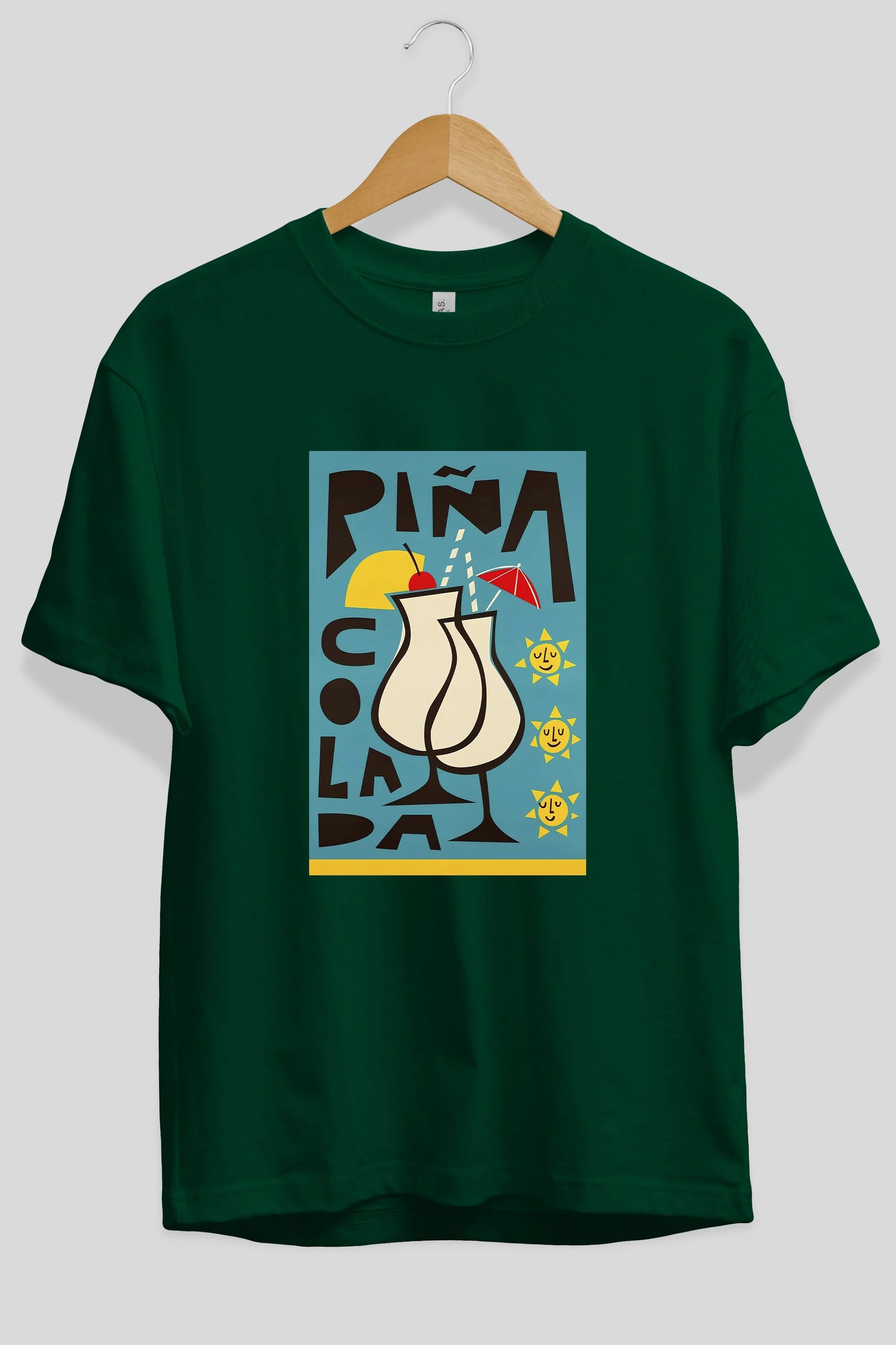 Pina Colada 4 Ön Baskılı Oversize t-shirt Erkek Kadın Unisex %100 Pamuk Bisiklet Yaka tişort