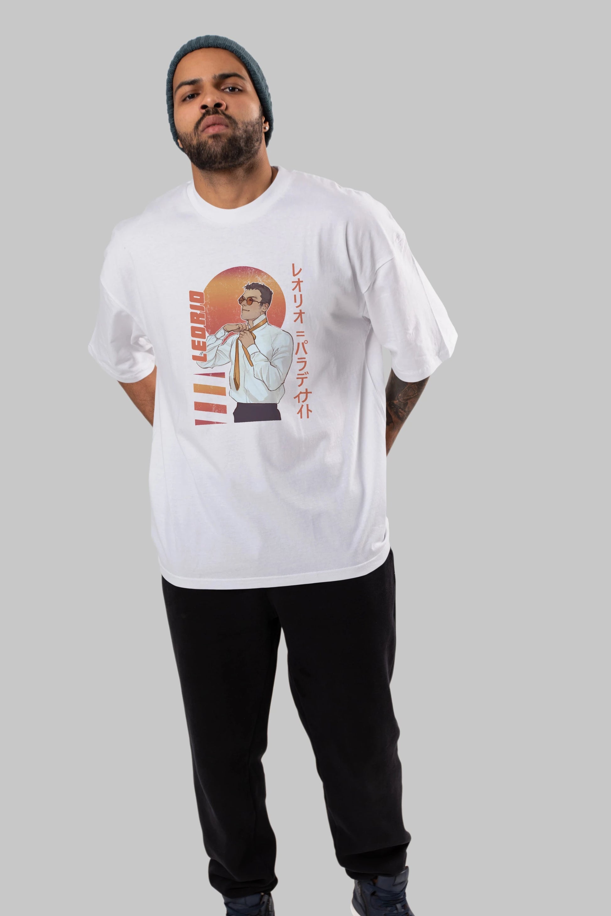 Leorio Paladiknight 5 (2) Anime Ön Baskılı Oversize t-shirt %100 pamuk Erkek Kadın Unisex