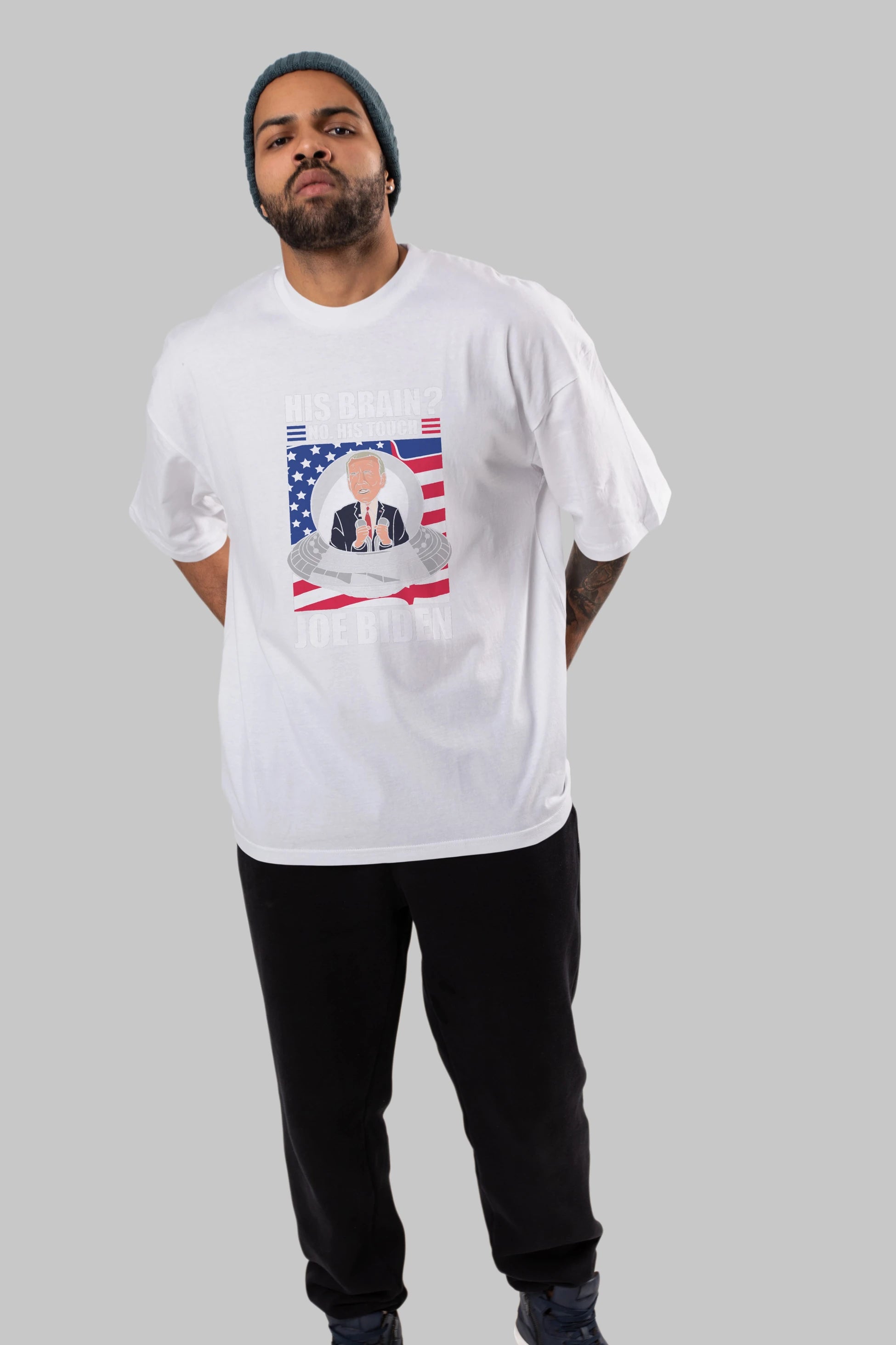 Alien Biden Ön Baskılı Oversize t-shirt Erkek Kadın Unisex %100 Pamuk tişort