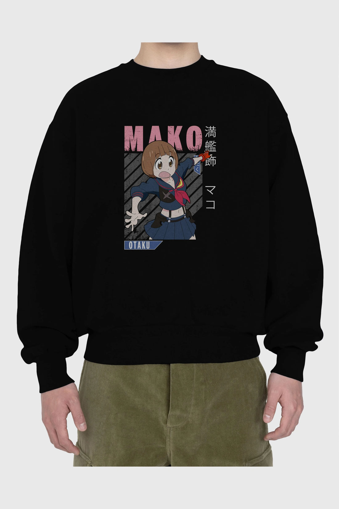 Mako Mankanshoku 2 Anime Ön Baskılı Oversize Sweatshirt Erkek Kadın Unisex