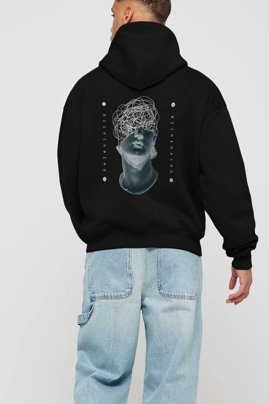 Heykel 2 Arka Baskılı Oversize Hoodie Kapüşonlu Sweatshirt Erkek Kadın Unisex