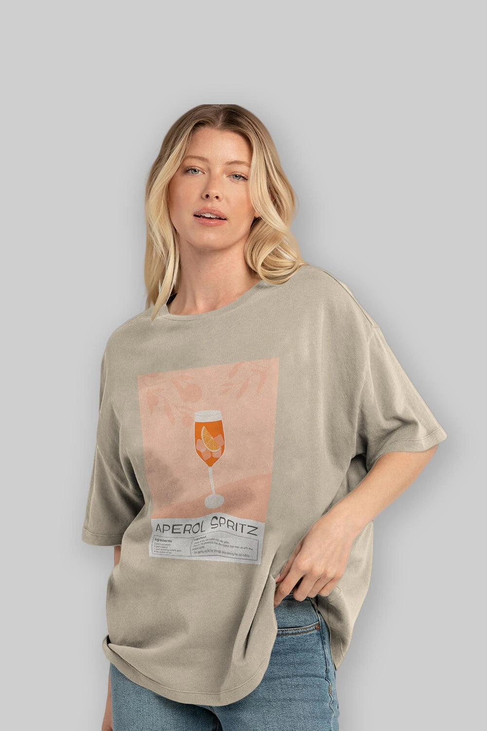 Aperol Spritz 7 Ön Baskılı Oversize t-shirt Erkek Kadın Unisex %100 Pamuk Bisiklet Yaka tişort