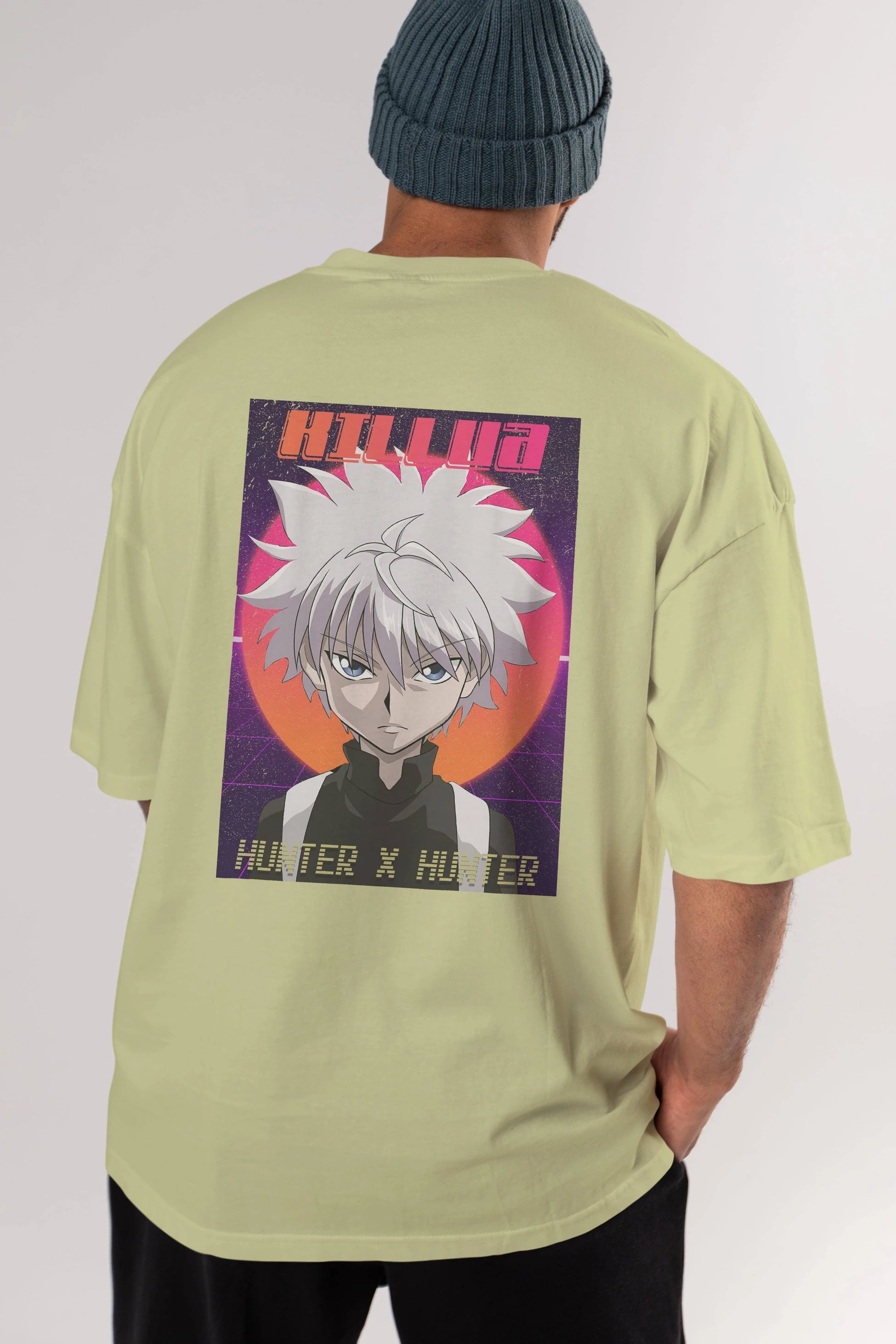 Killua Zoldyck 12 1 Anime Arka Baskılı Oversize t-shirt Erkek Kadın Unisex