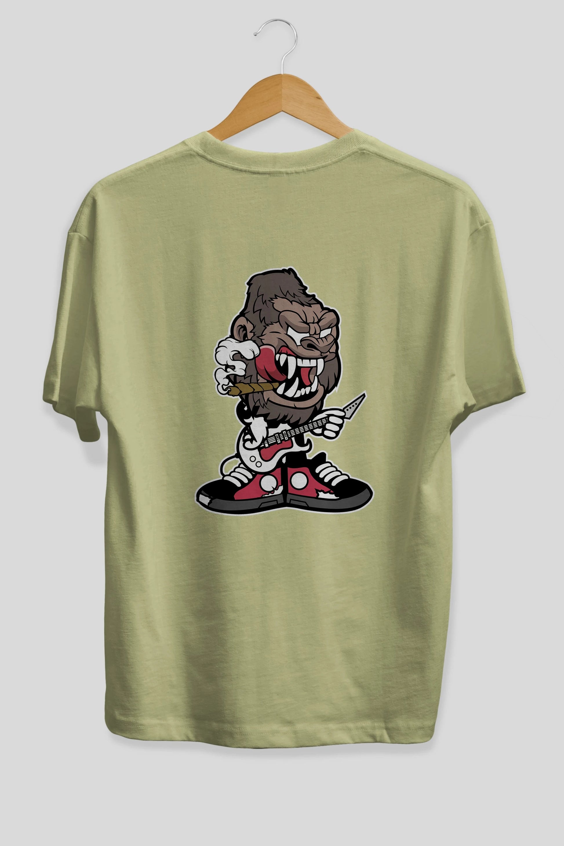 Gorilla Rock Star Arka Baskılı Oversize t-shirt Erkek Kadın Unisex %100 Pamuk tişort
