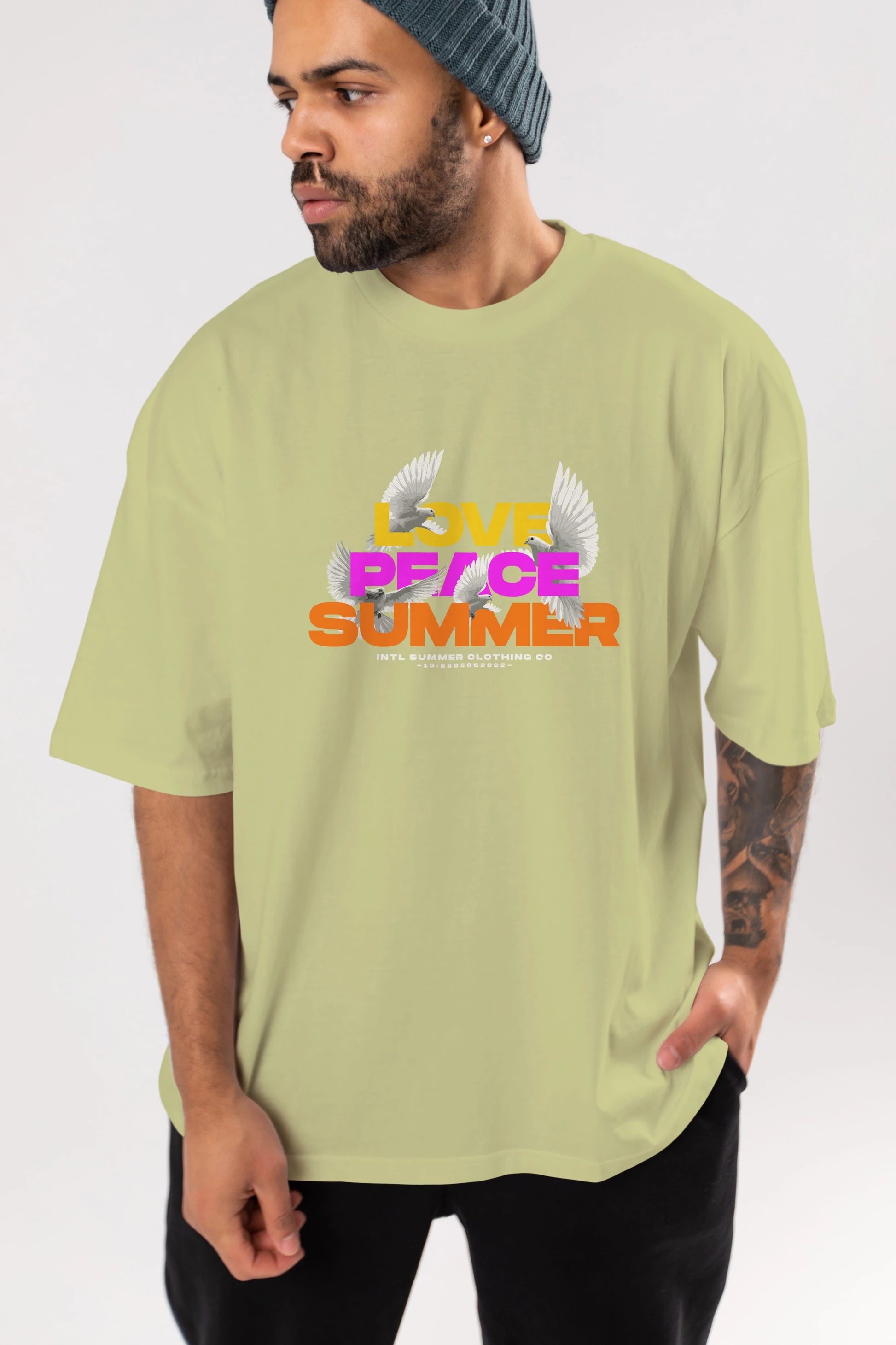 Love Peace Summer Ön Baskılı Oversize t-shirt Erkek Kadın Unisex