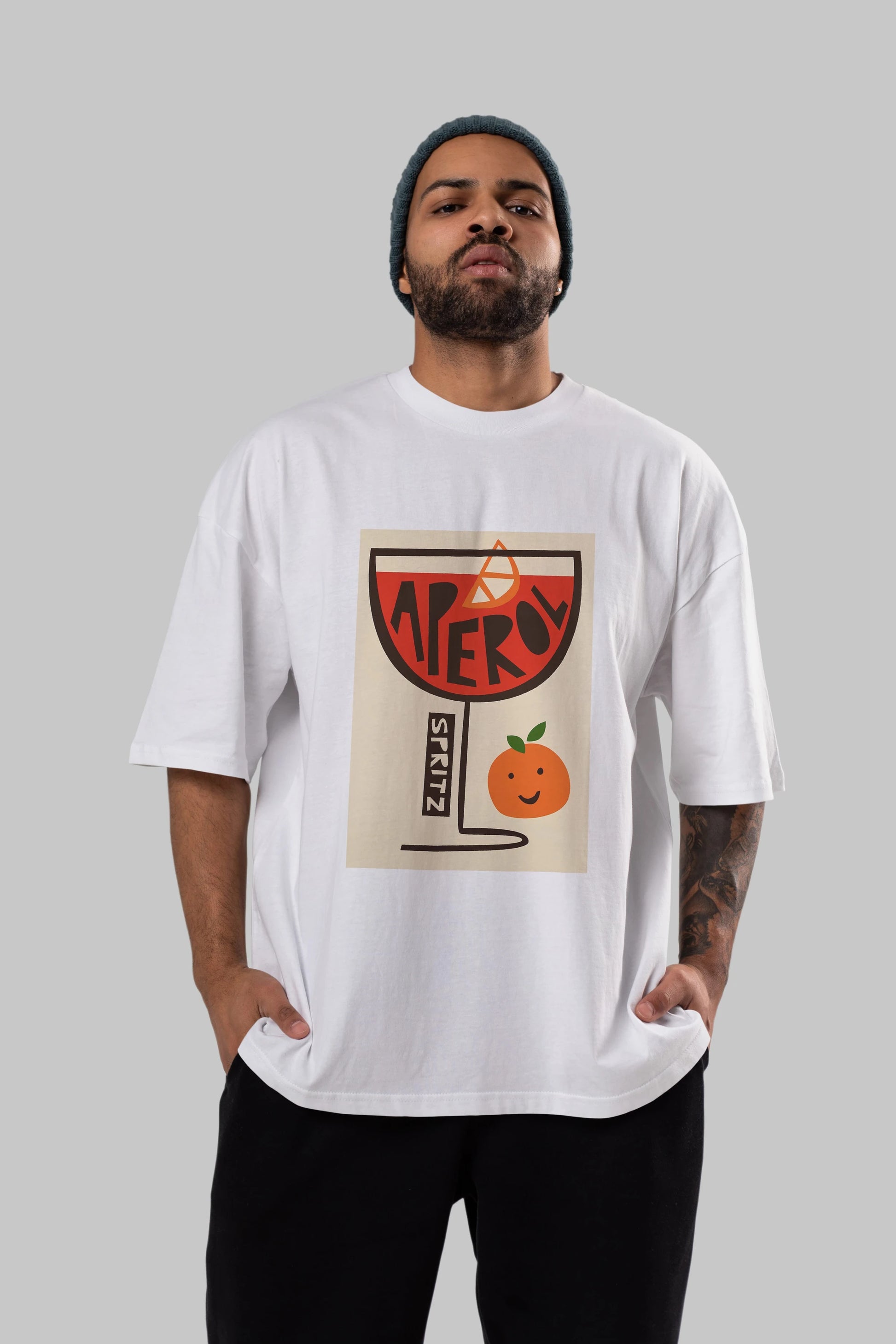 Aperol Spritz 9 Ön Baskılı Oversize t-shirt Erkek Kadın Unisex %100 Pamuk Bisiklet Yaka tişort