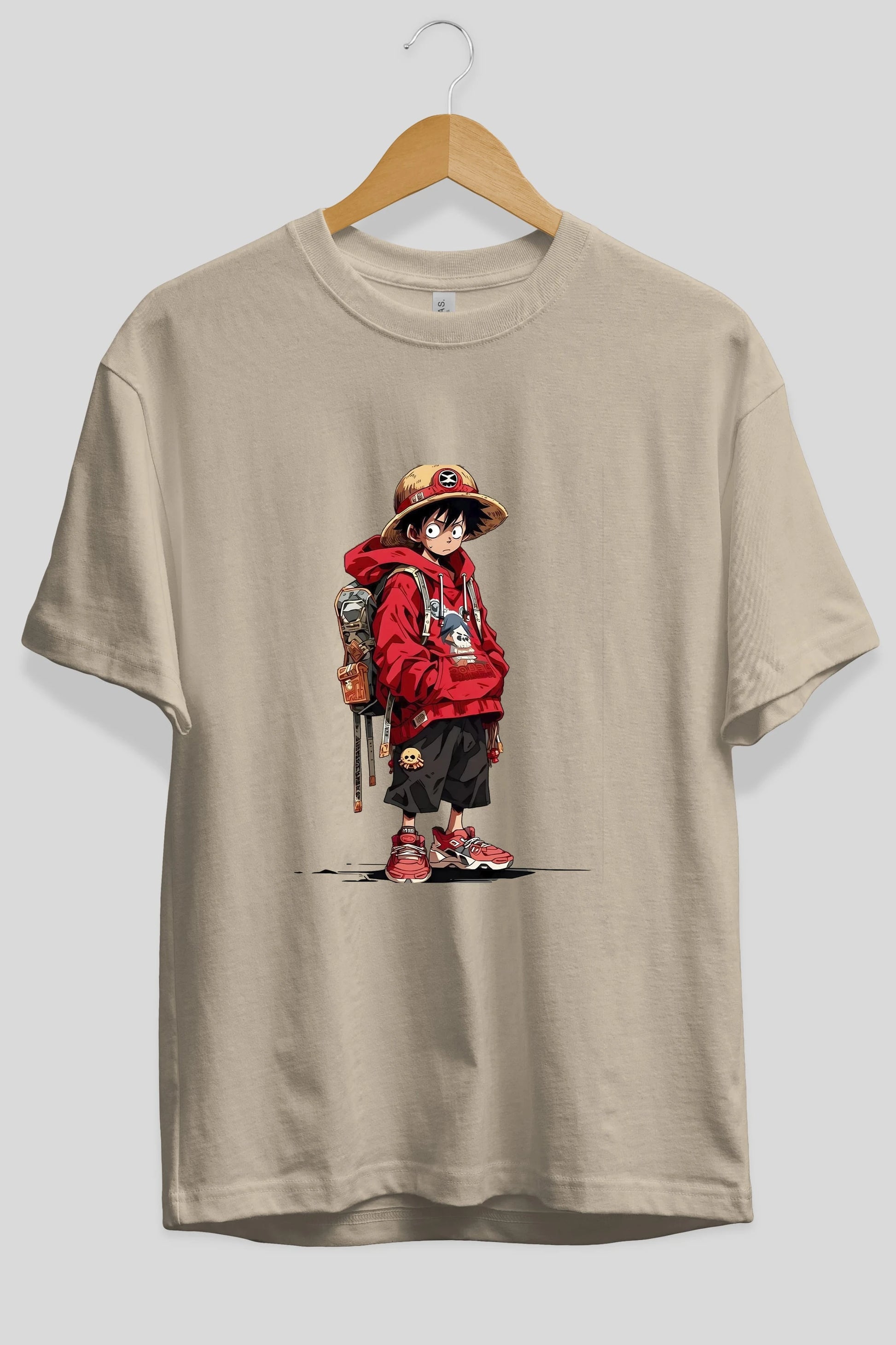 One Piece Ön Baskılı Oversize t-shirt Erkek Kadın Unisex %100 Pamuk Bisiklet Yaka tişort