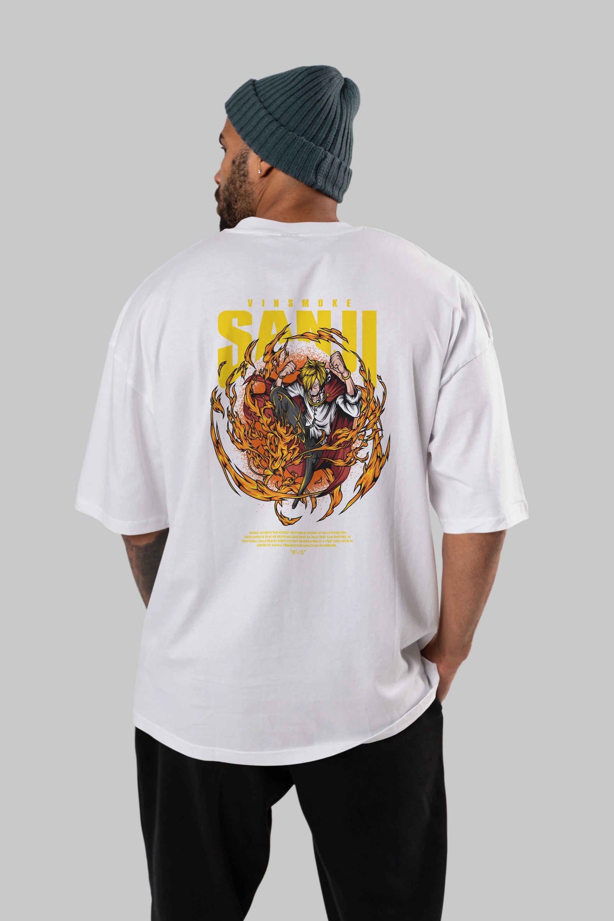 Vinsmoke Sanji Anime Arka Baskılı Oversize t-shirt Erkek Kadın Unisex