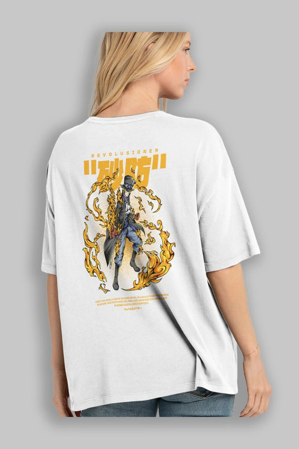 Revolusioner Sabo Anime Arka Baskılı Oversize t-shirt Erkek Kadın Unisex