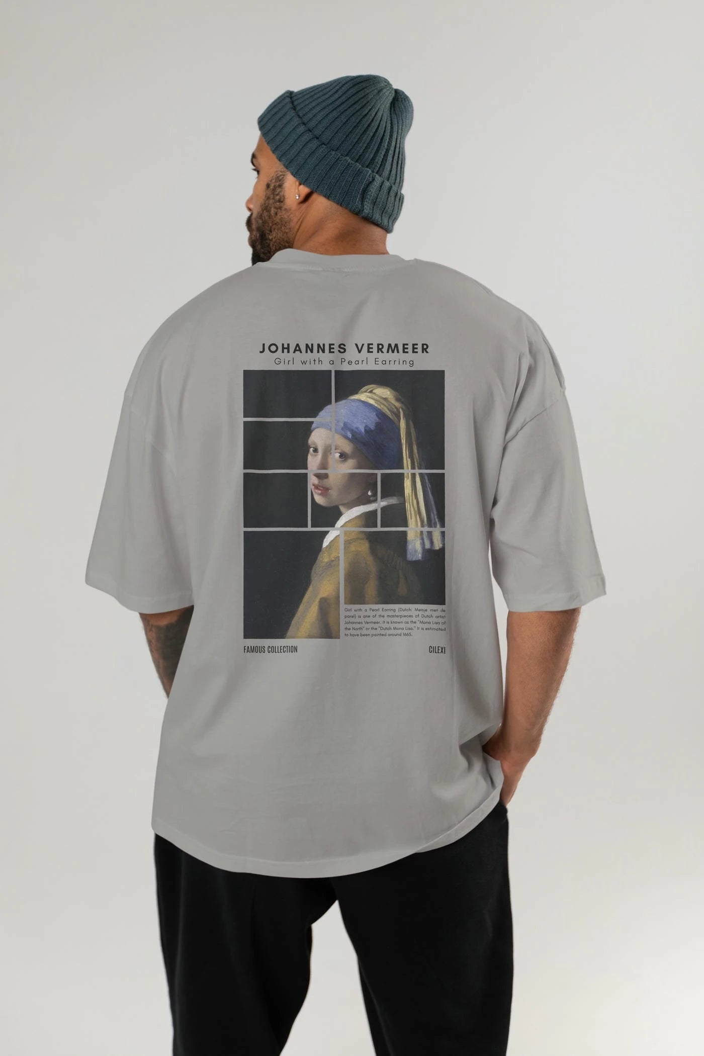 Johannes Vermeer Arka Baskılı Oversize t-shirt Erkek Kadın Bisiklet Yaka Pamuk tişort
