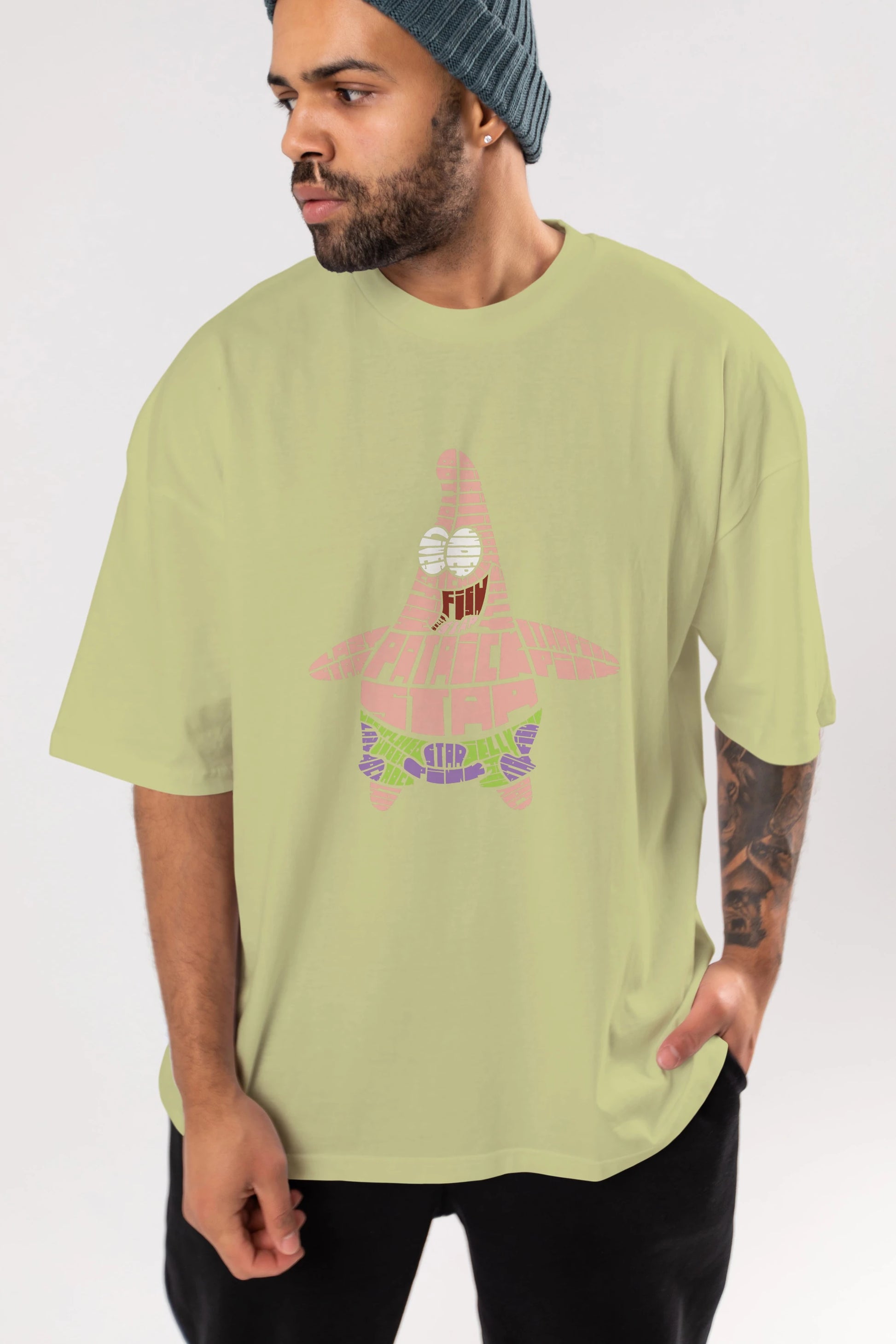 Patrick Star Ön Baskılı Oversize t-shirt %100 pamuk Erkek Kadın Unisex