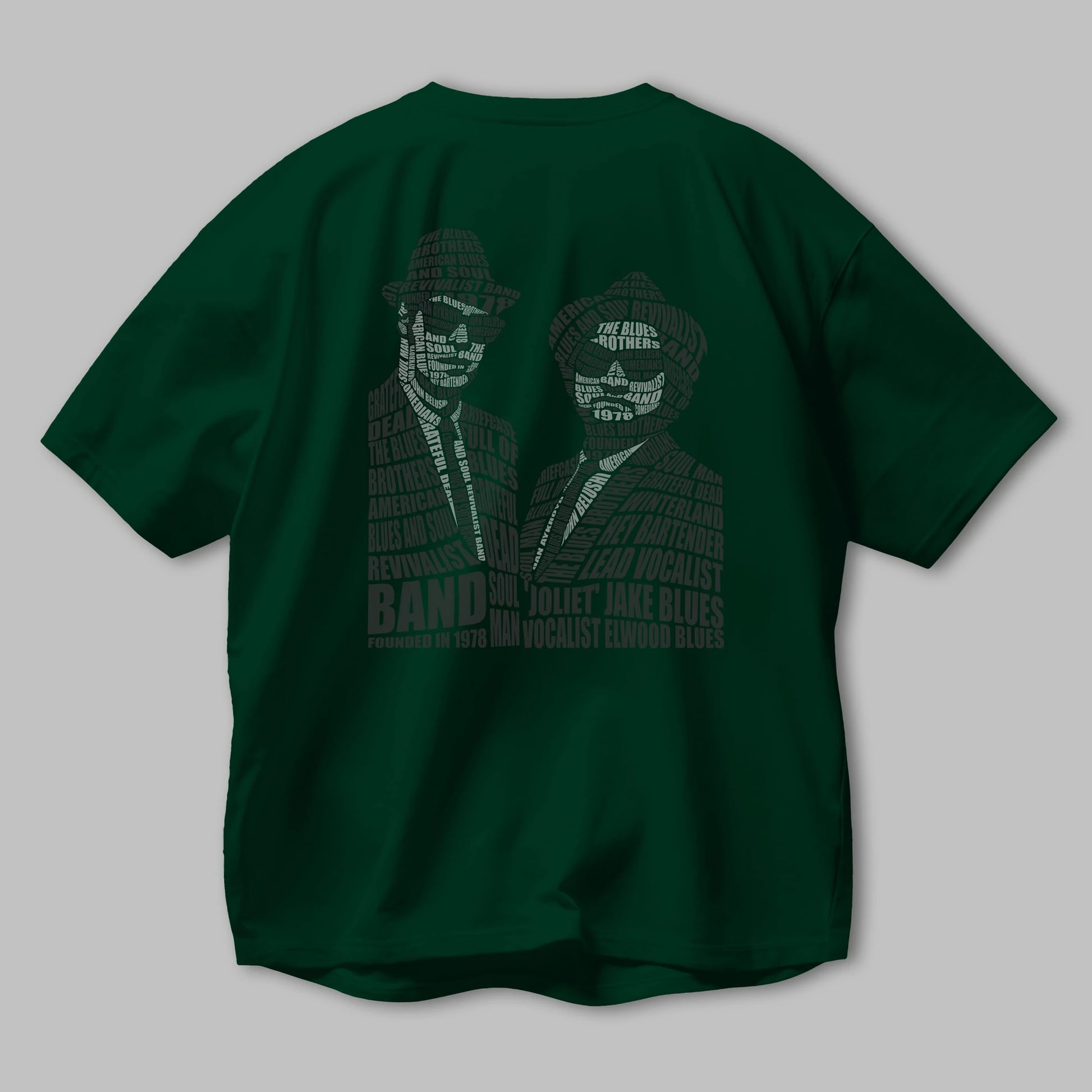 Blues Brothers Calligram Arka Baskılı Oversize t-shirt %100 pamuk Erkek Kadın Unisex